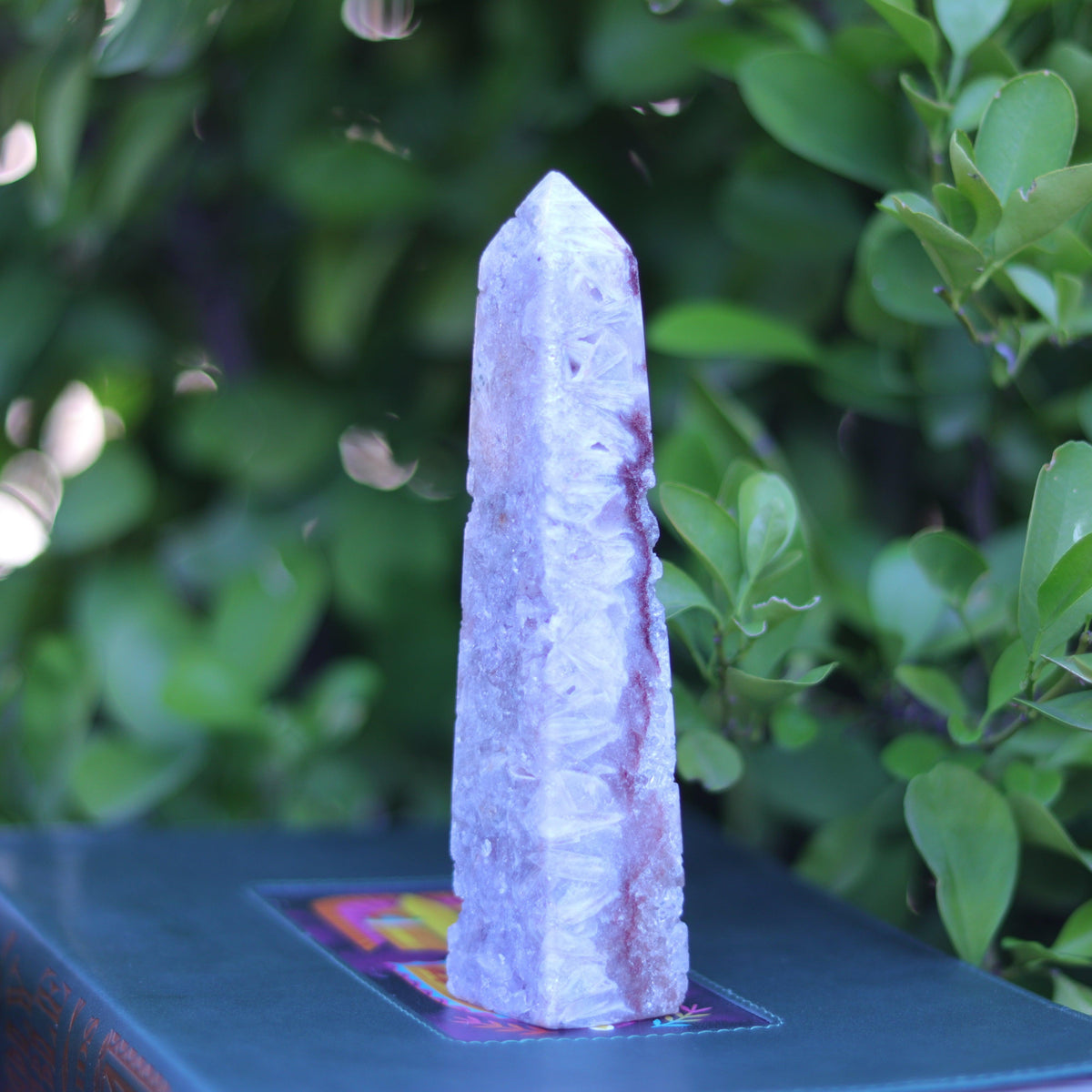 Red & Pink Amethyst Quartz Tower Carving