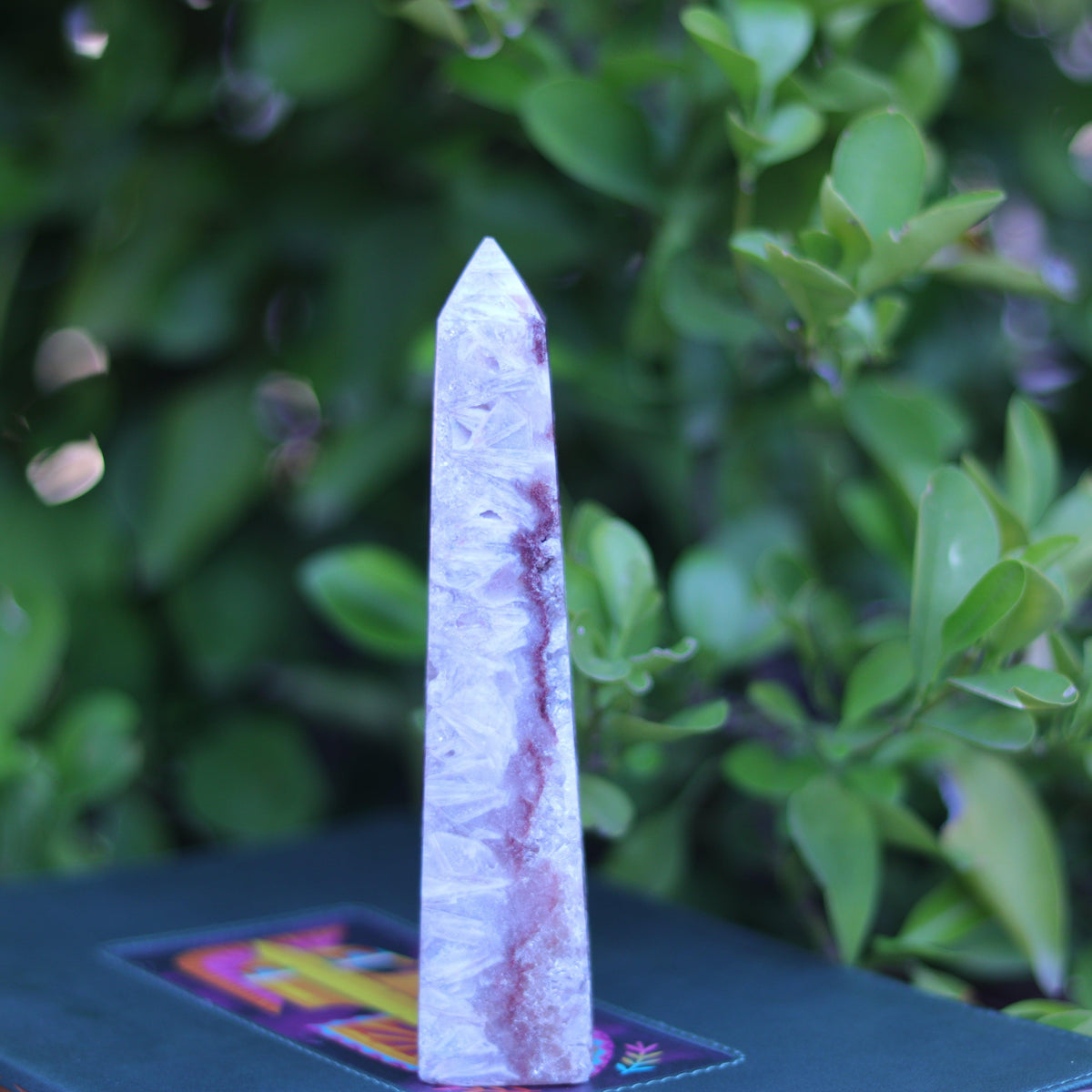Red & Pink Amethyst Quartz Tower Carving