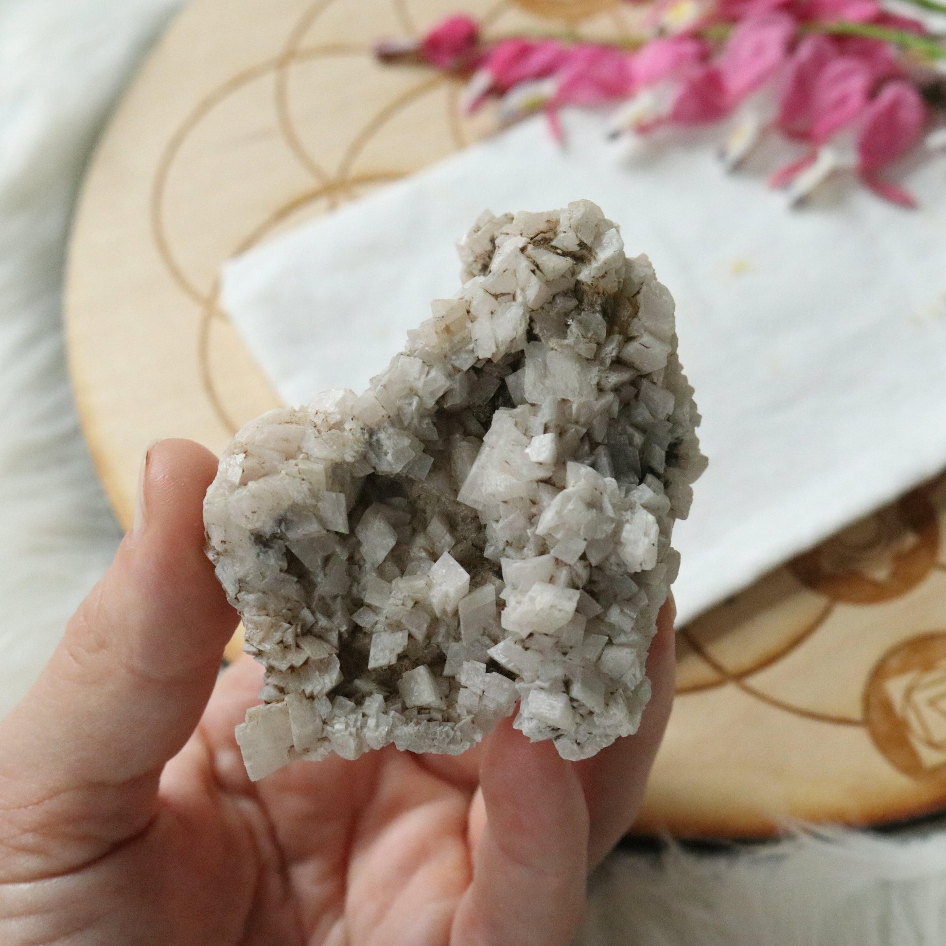 Gorgeous and Unique Pale Pink Dolomite Specimen with inclusions~ Chakra Balancing Stone - Earth Family Crystals