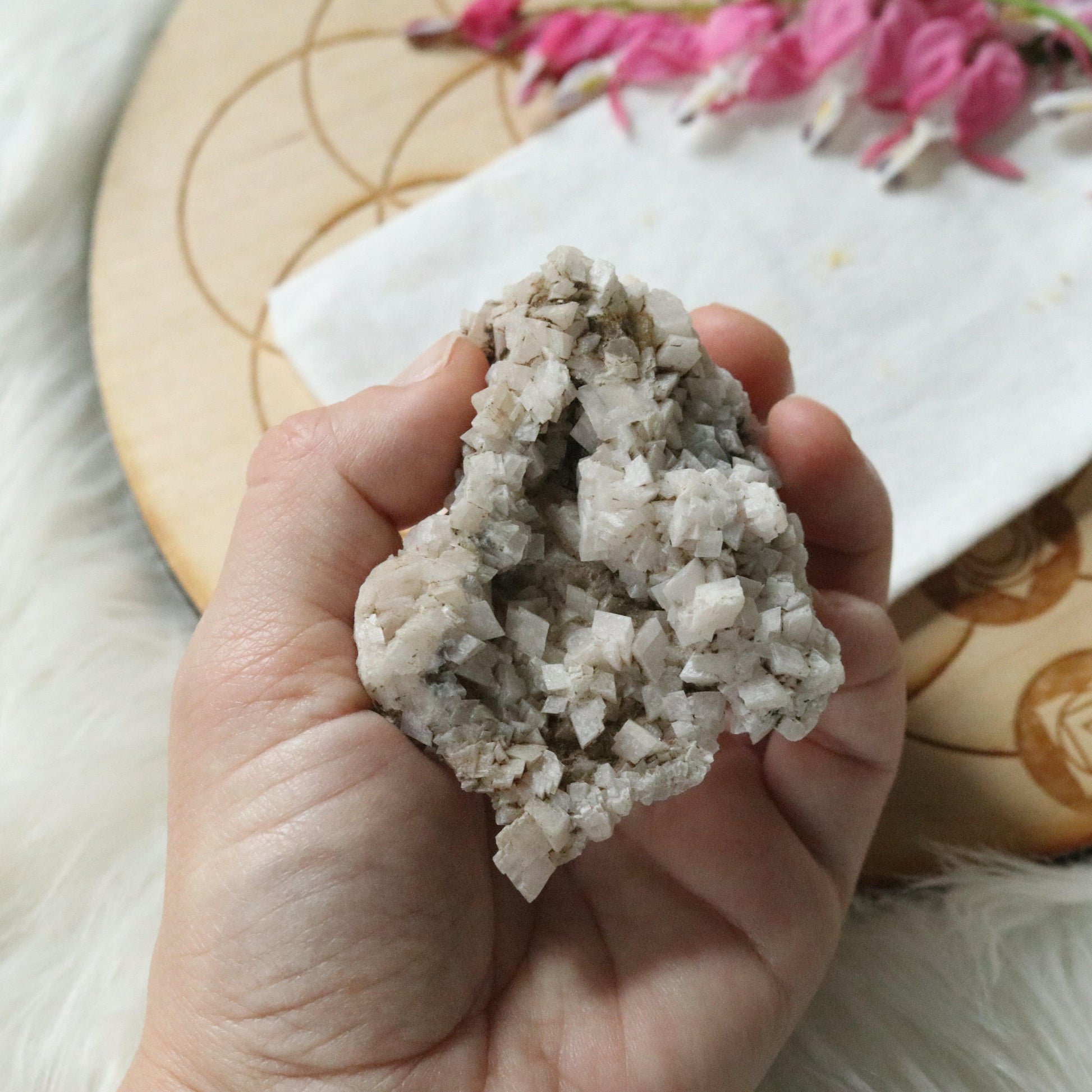 Gorgeous and Unique Pale Pink Dolomite Specimen with inclusions~ Chakra Balancing Stone - Earth Family Crystals