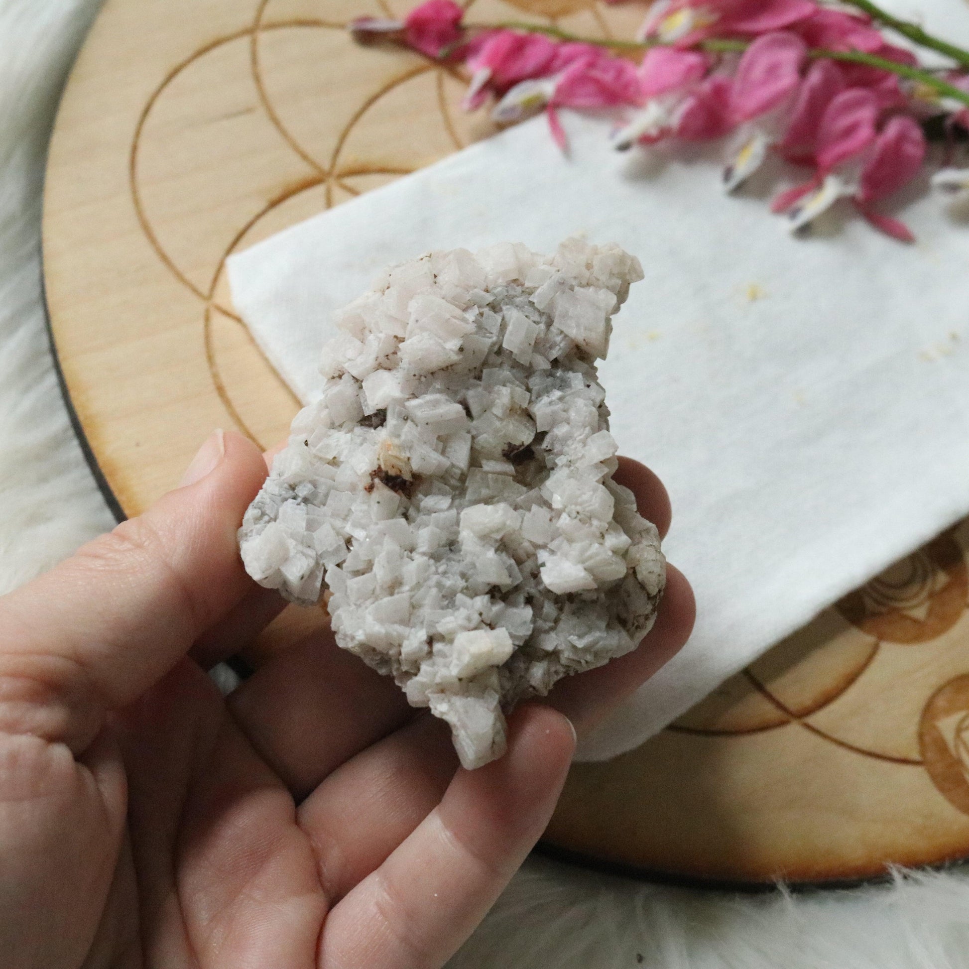Gorgeous and Unique Pale Pink Dolomite Specimen with inclusions~ Chakra Balancing Stone - Earth Family Crystals