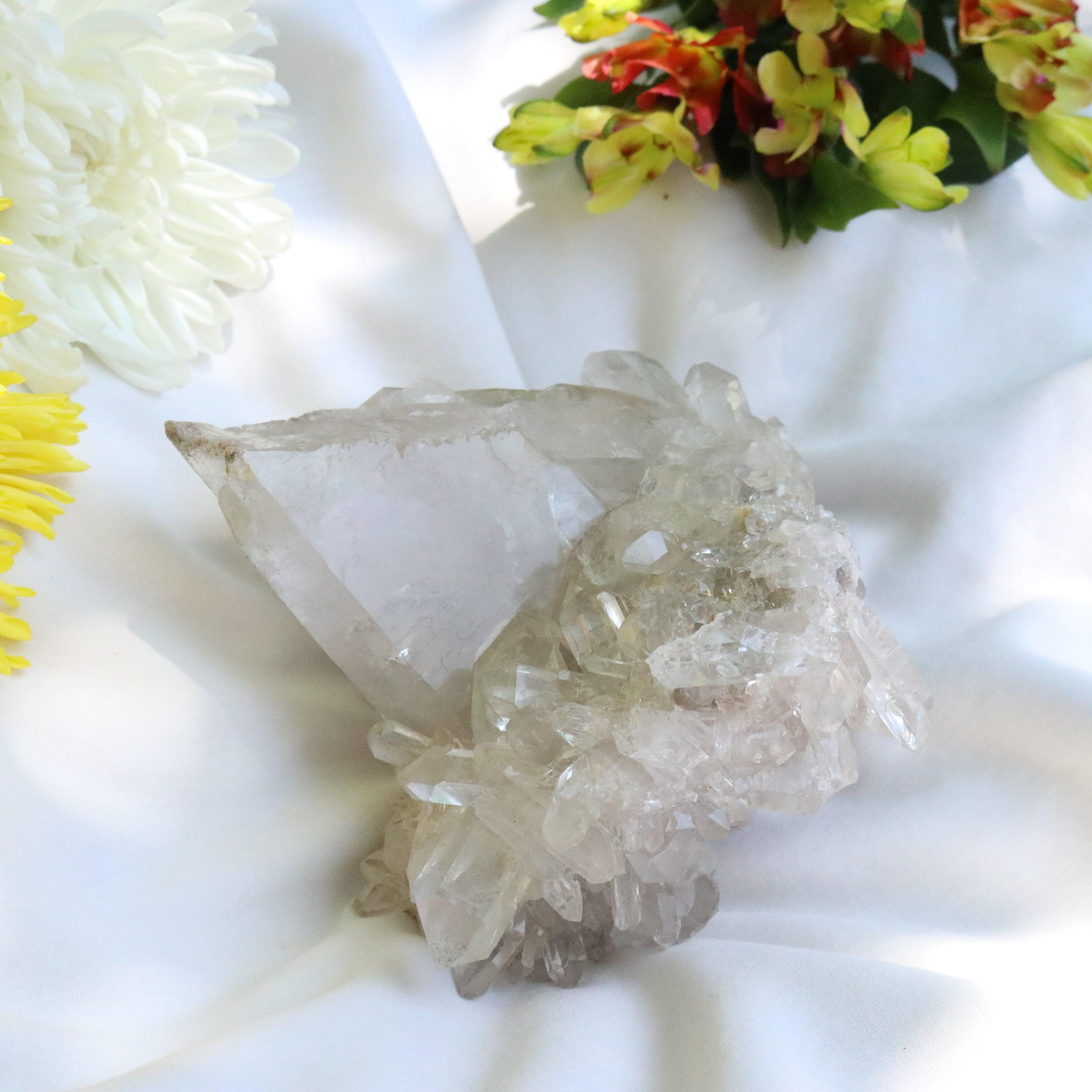 Large Grade A Lithium Quartz Self- Healed Cluster ~ Amazing Clarity and Clusters ~ Locale Brazil - Earth Family Crystals