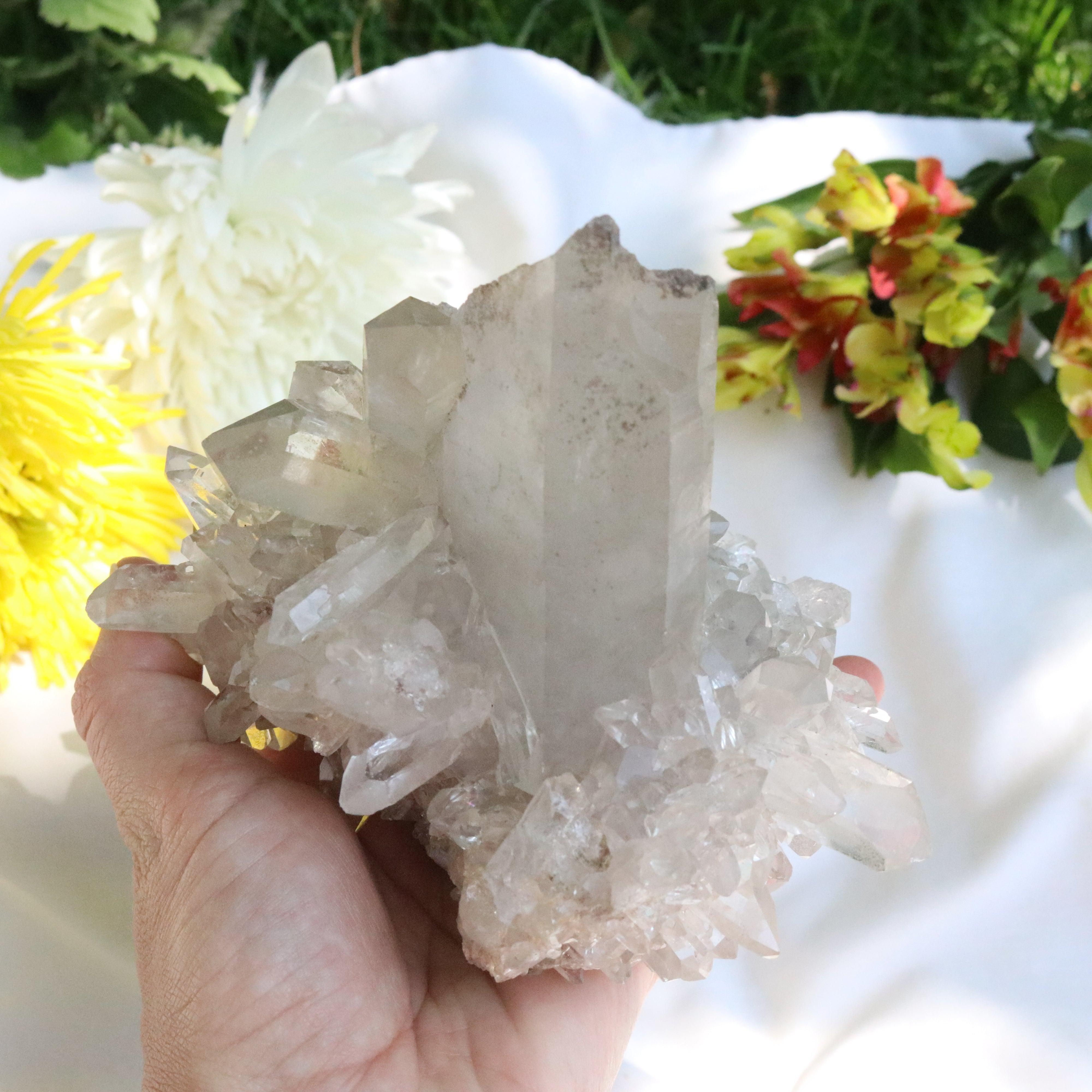 Large Grade A Lithium Quartz Self- Healed Cluster ~ Amazing Clarity and Clusters ~ Locale Brazil - Earth Family Crystals