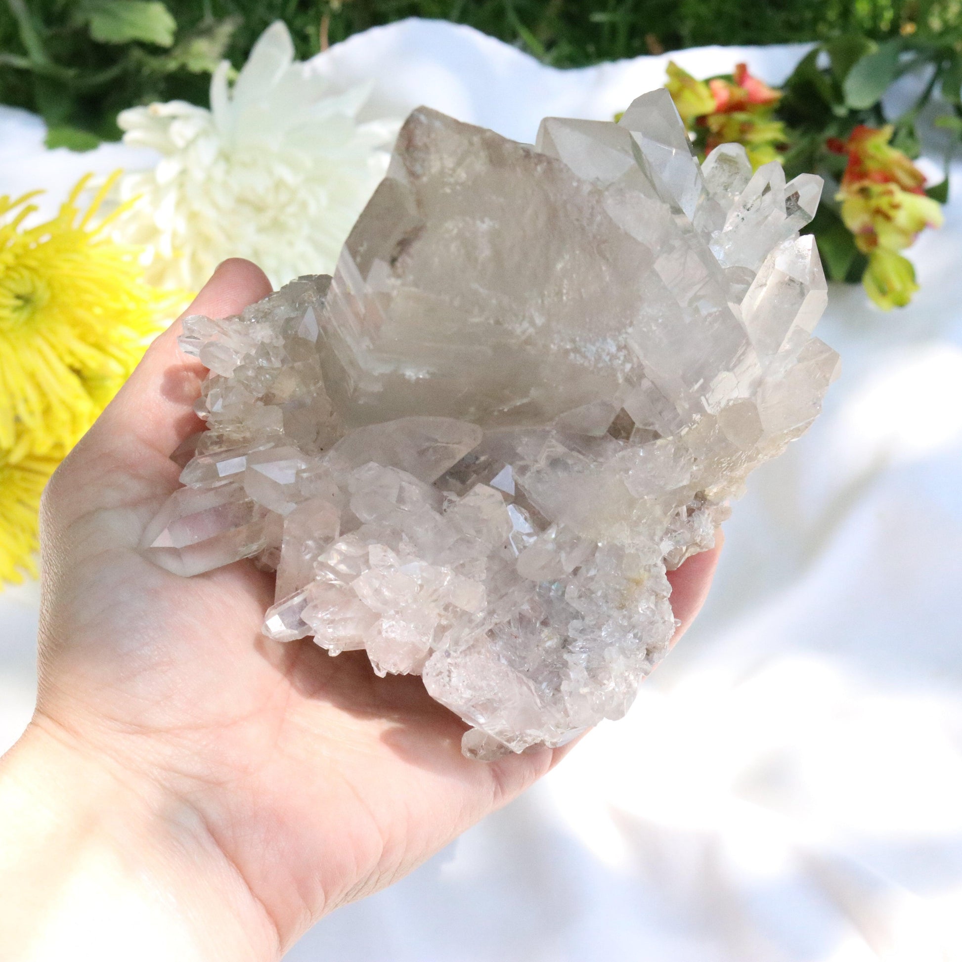 Large Grade A Lithium Quartz Self- Healed Cluster ~ Amazing Clarity and Clusters ~ Locale Brazil - Earth Family Crystals