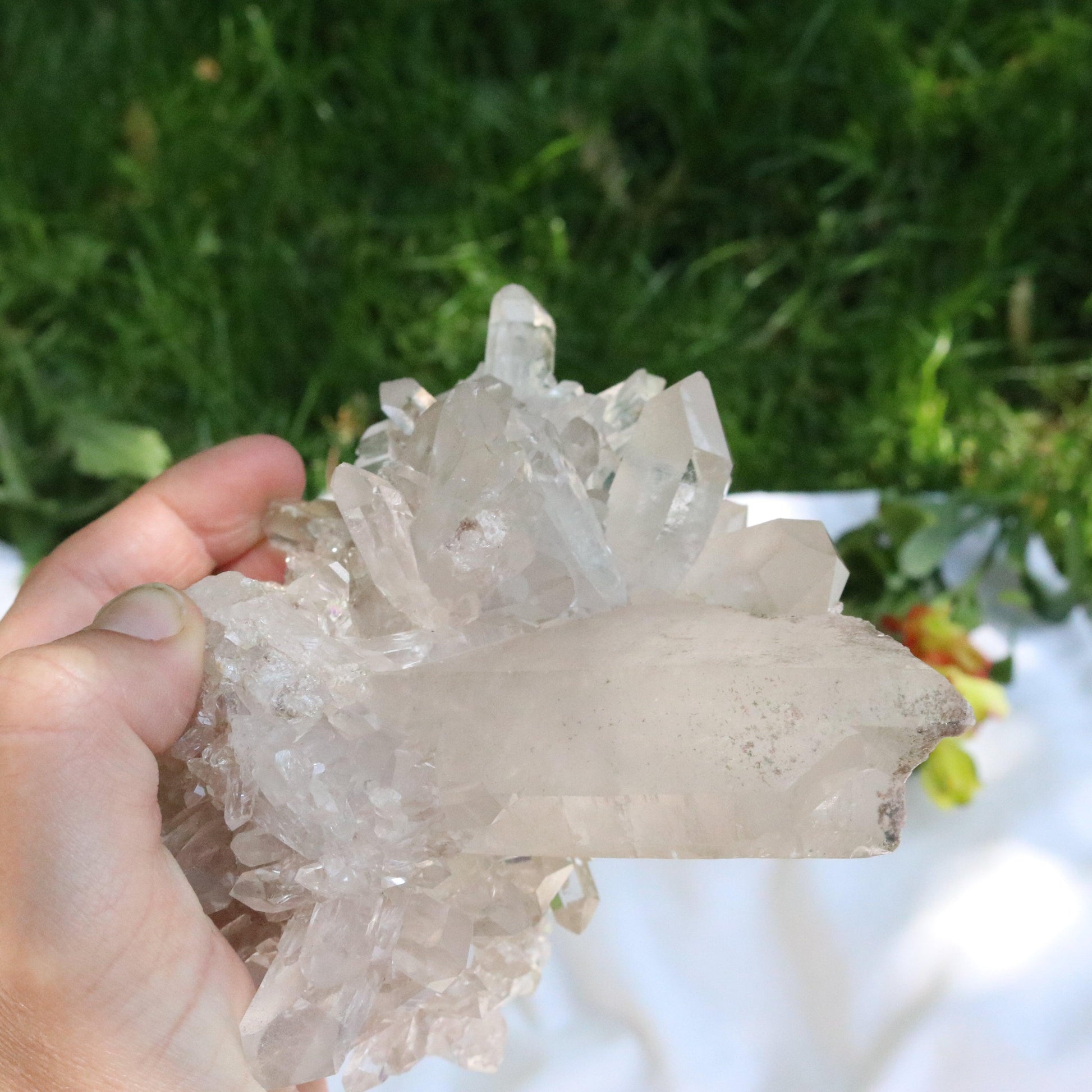 Large Grade A Lithium Quartz Self- Healed Cluster ~ Amazing Clarity and Clusters ~ Locale Brazil - Earth Family Crystals