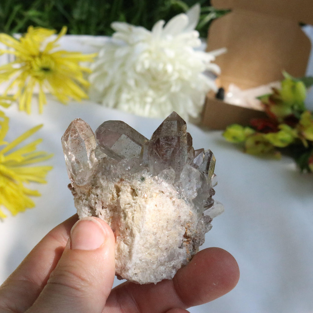 Quartz Cluster from Brazil ~ Gemmy and Earthy Vibes - Earth Family Crystals