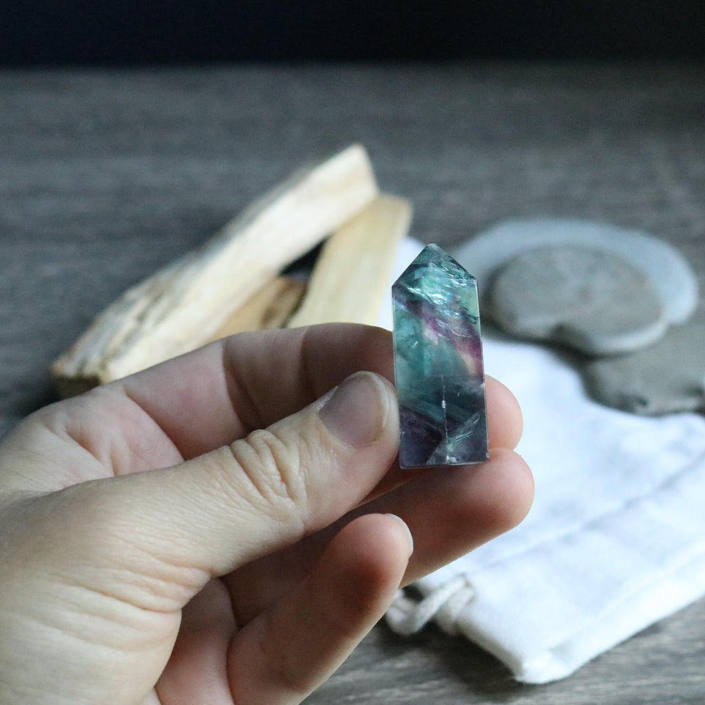 Rainbow Fluorite Polished Point Mini - Earth Family Crystals