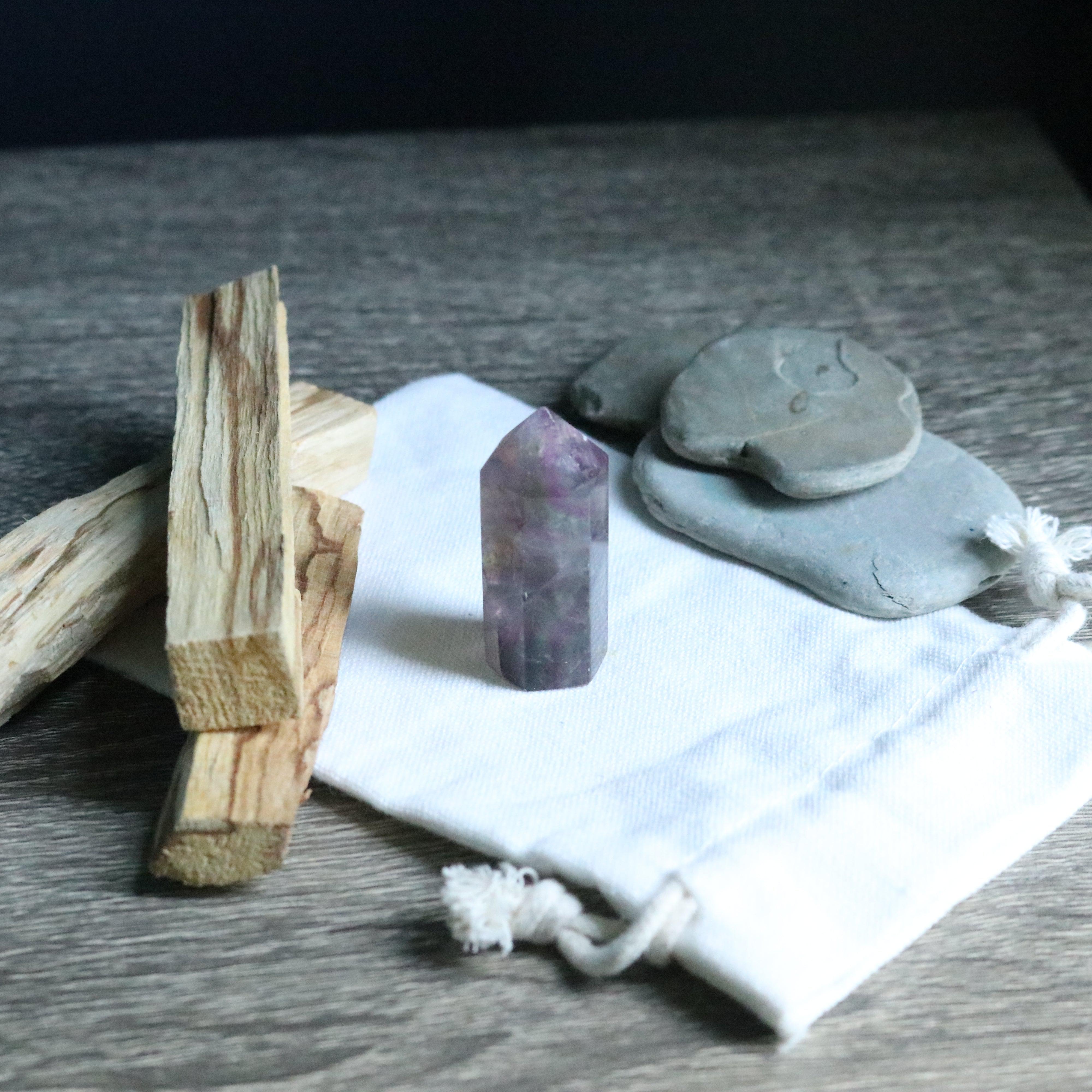 Purple ~ Rainbow Fluorite Polished Point Mini - Earth Family Crystals