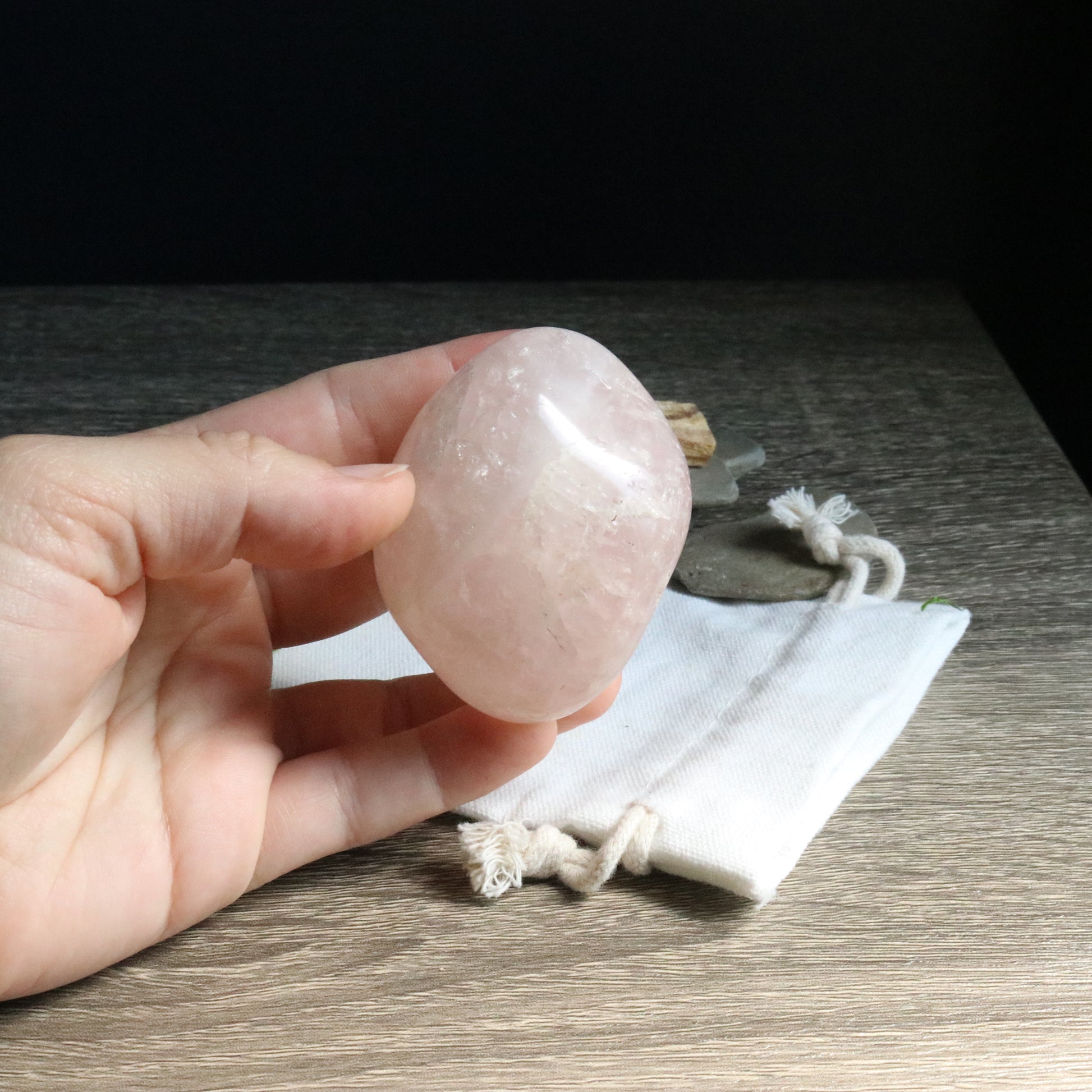 Rose Quartz B Grade from Brazil~ Medium Hand Held Palm Stone - Earth Family Crystals