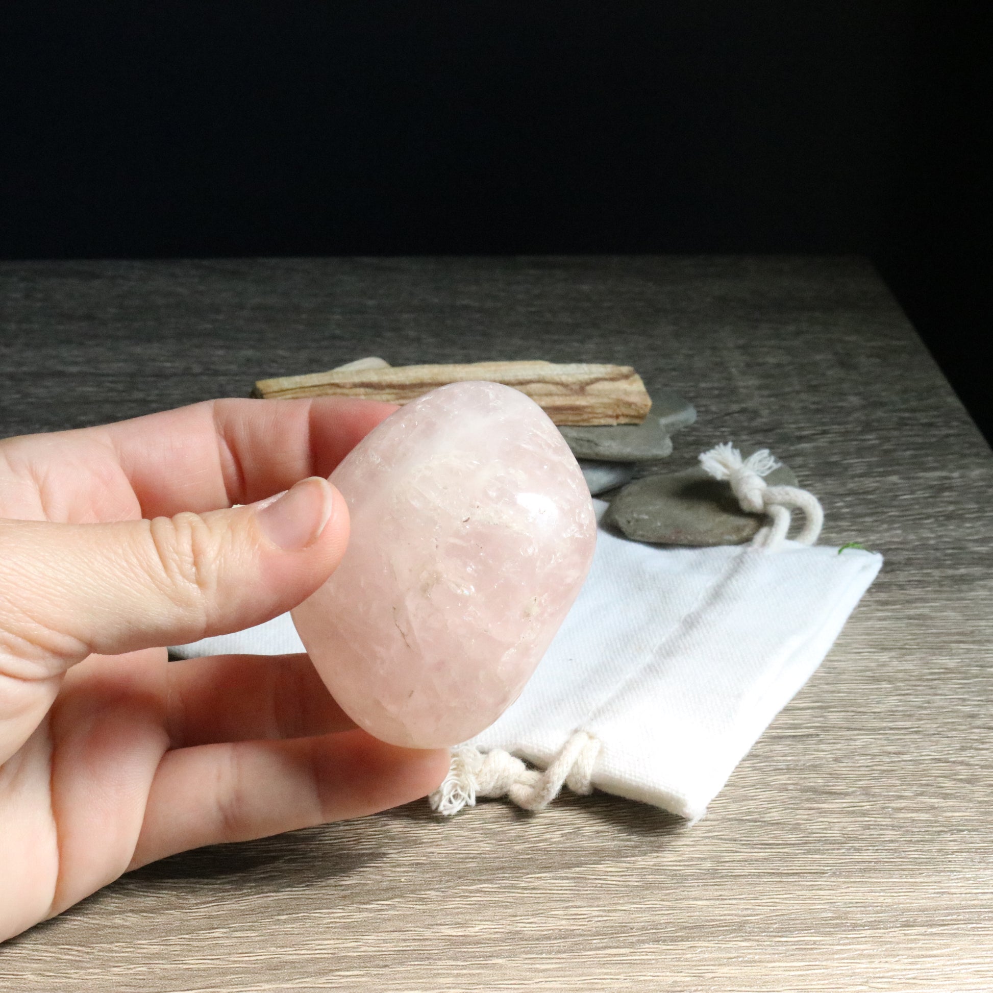 Rose Quartz B Grade from Brazil~ Medium Hand Held Palm Stone - Earth Family Crystals