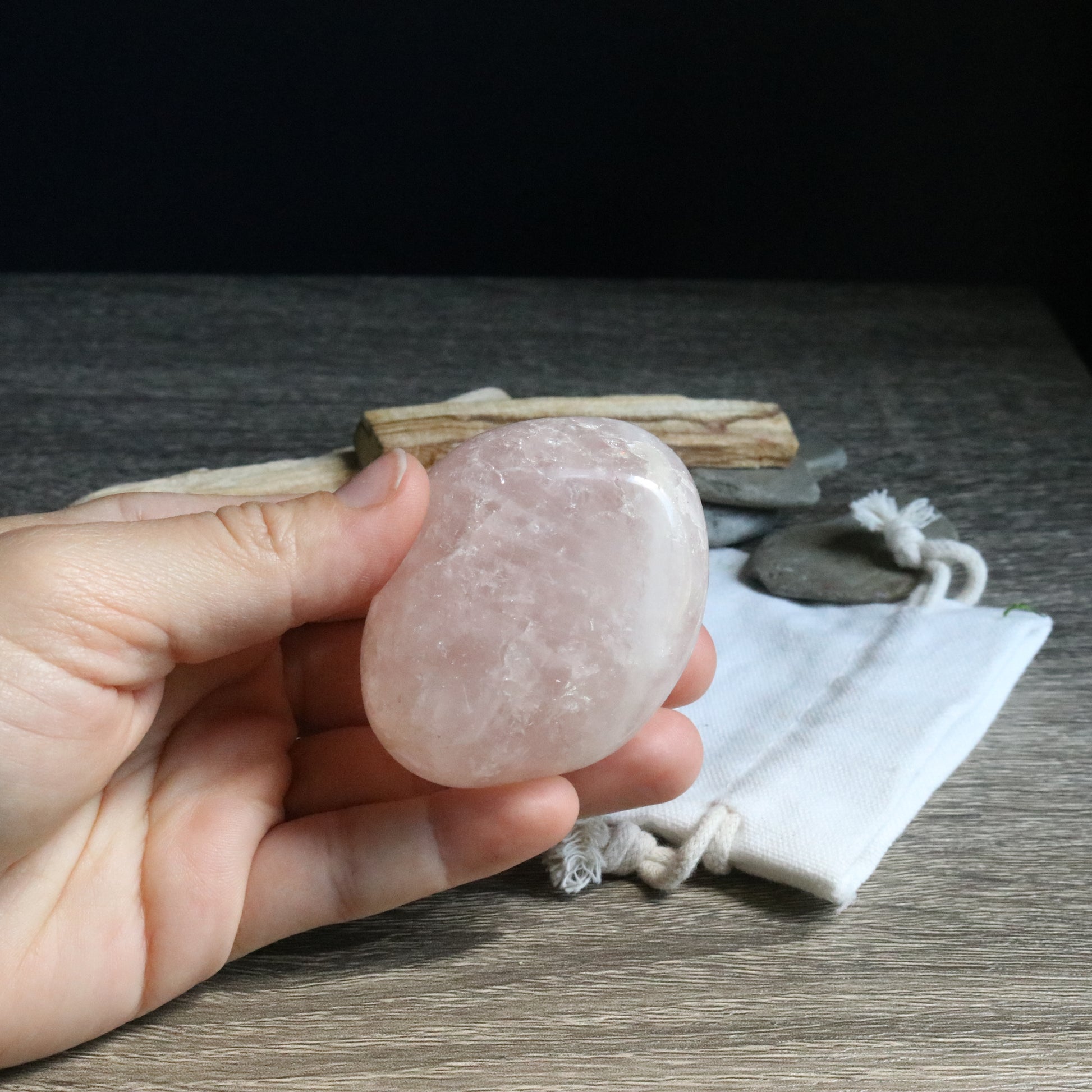 Rose Quartz B Grade from Brazil~ Medium Hand Held Palm Stone - Earth Family Crystals