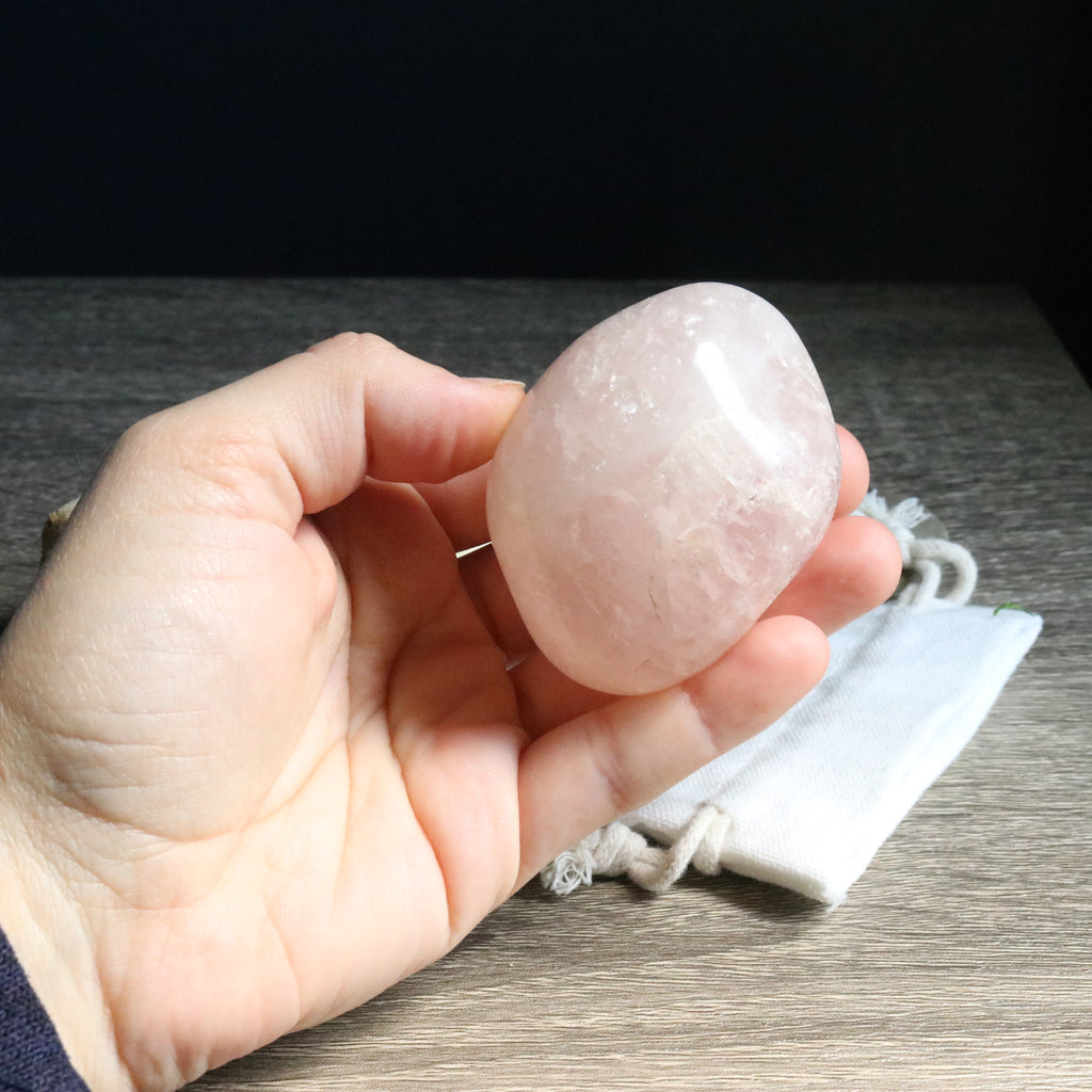 Rose Quartz B Grade from Brazil~ Medium Hand Held Palm Stone - Earth Family Crystals