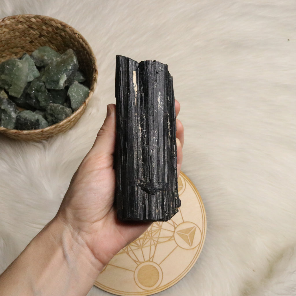 Large Black Tourmaline Rod ~ Protective within the Etheric and Spirit Realms - Earth Family Crystals