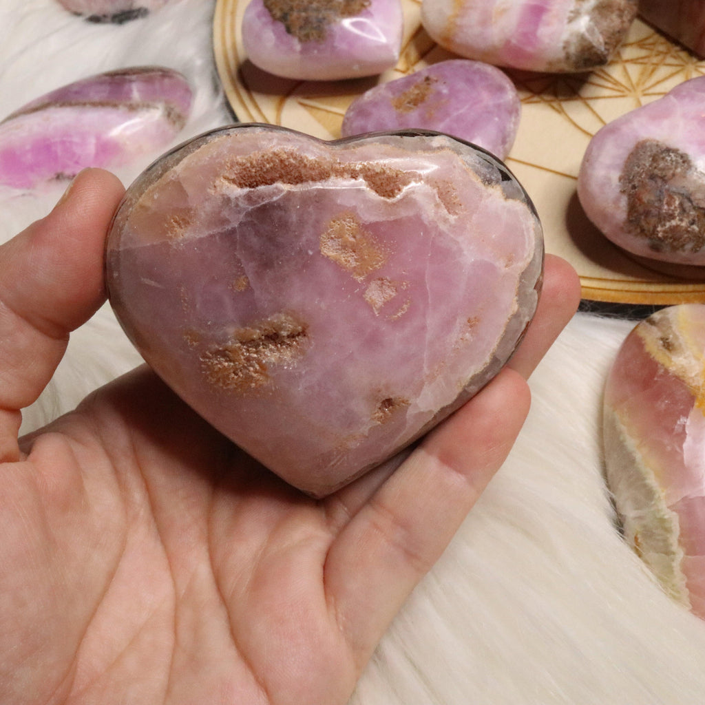 Pink Aragonite ~ Large Puffy Heart ~ Soothing and Stabilizing - Earth Family Crystals