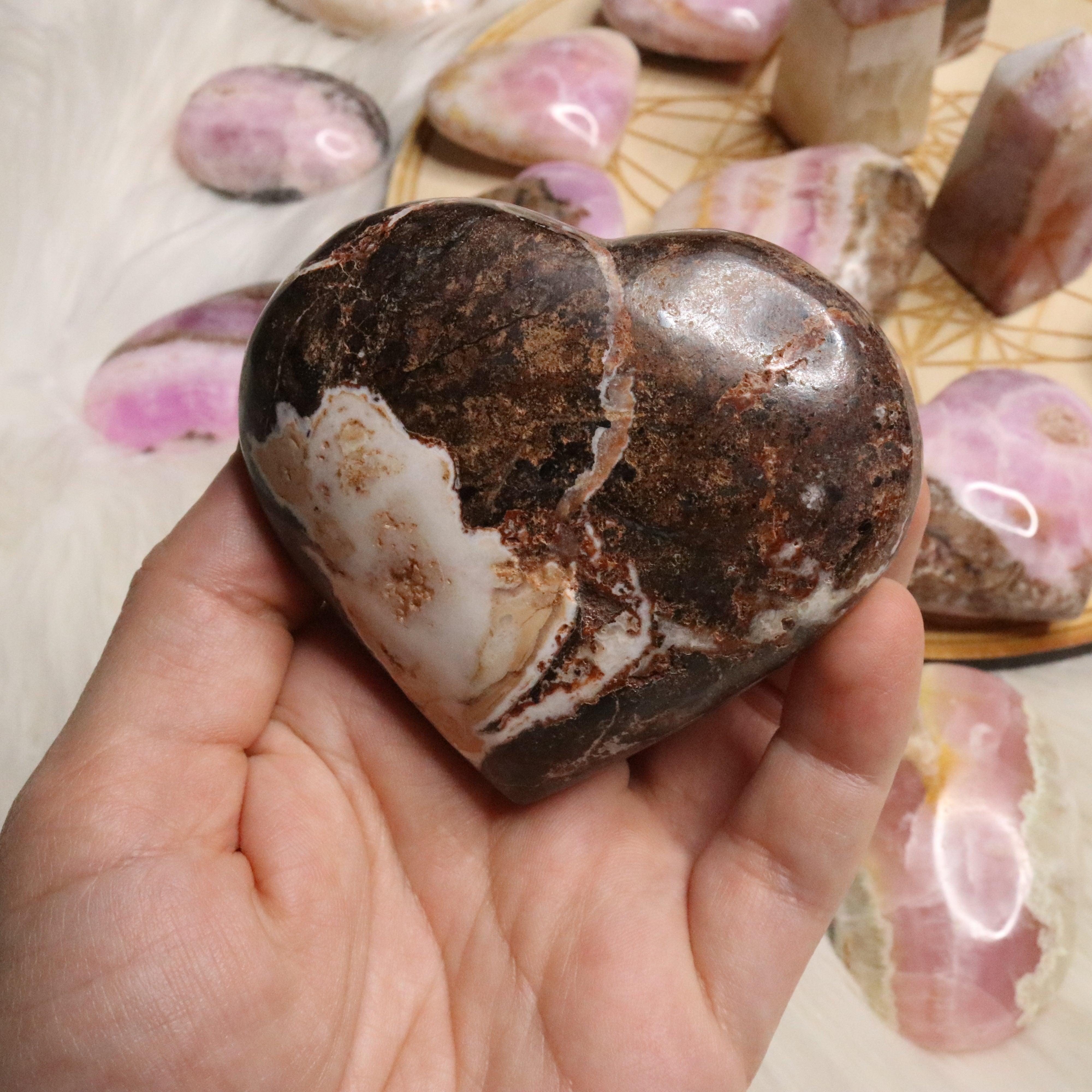 Pink Aragonite ~ Large Puffy Heart ~ Soothing and Stabilizing - Earth Family Crystals