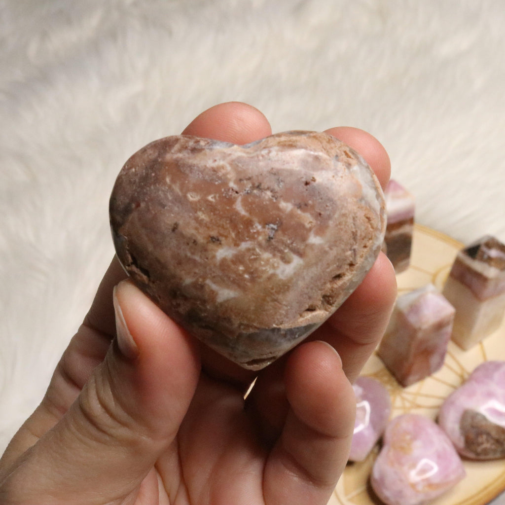 Pink Aragonite Small Heart~ One Heart Carving ~ Cobaltine Calcite - Earth Family Crystals