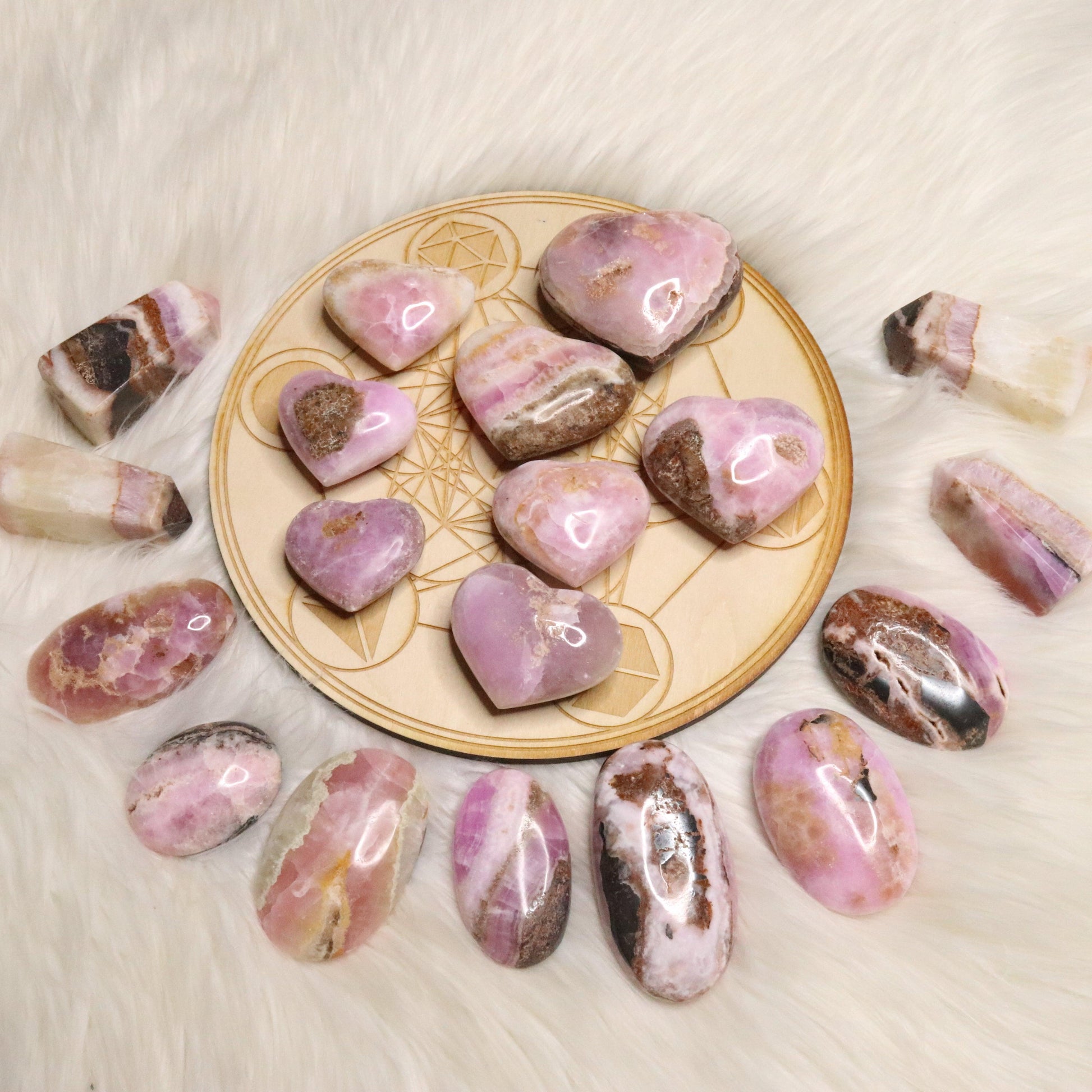 Dazzling Pink Aragonite Hearts ~ One Medium Heart Carving ~ Cobaltine Calcite - Earth Family Crystals