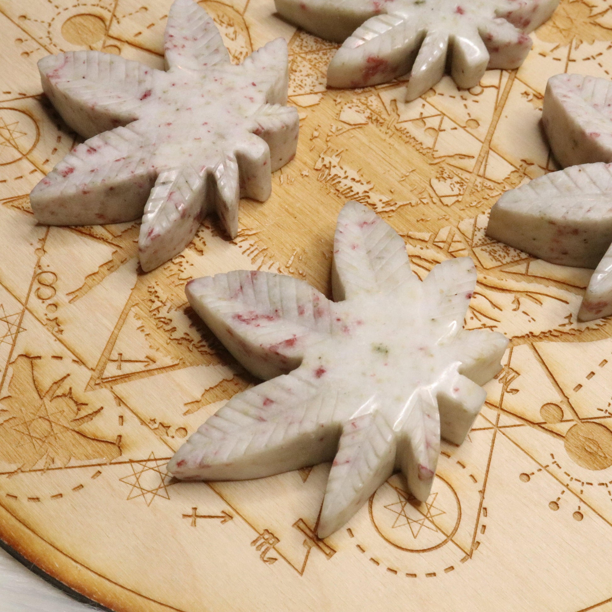 Cinnabrite 420 Leaf Carvings ~ The Messenger Stone - Earth Family Crystals
