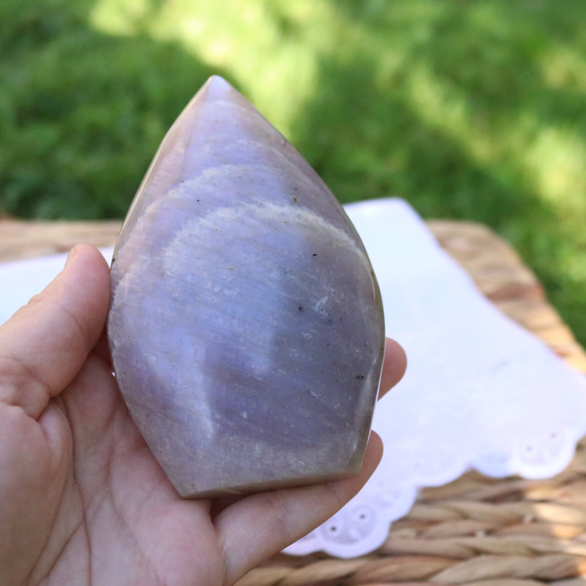 Blue Moonstone Raindrop Carvings ~ Incredible Blue Flash - Earth Family Crystals