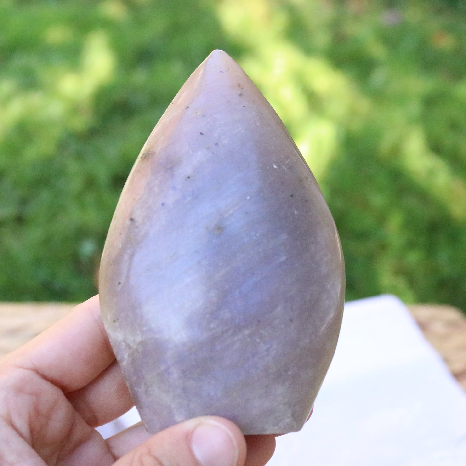 Blue Moonstone Raindrop Carvings ~ Incredible Blue Flash - Earth Family Crystals