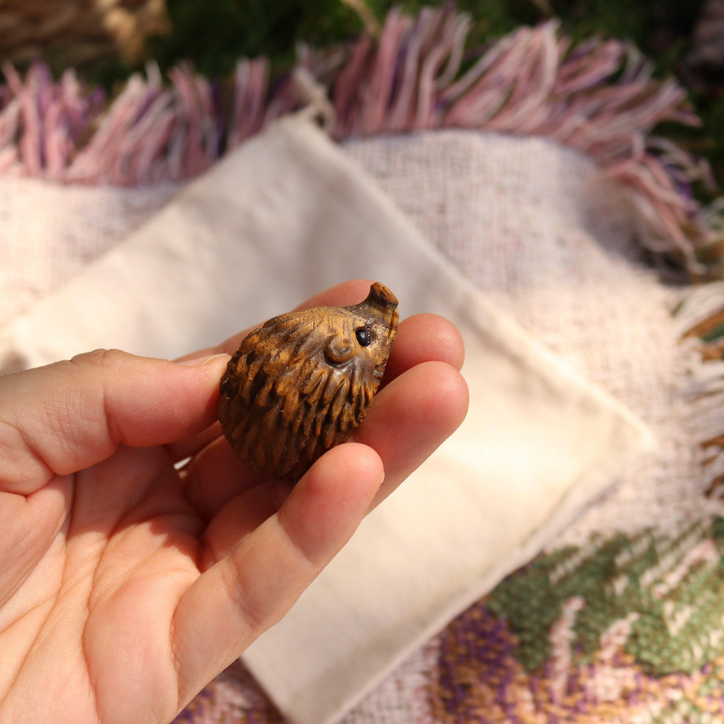 Tigers Eye Hedgehog Carving ~ Cutest Little Critter Carving - Earth Family Crystals