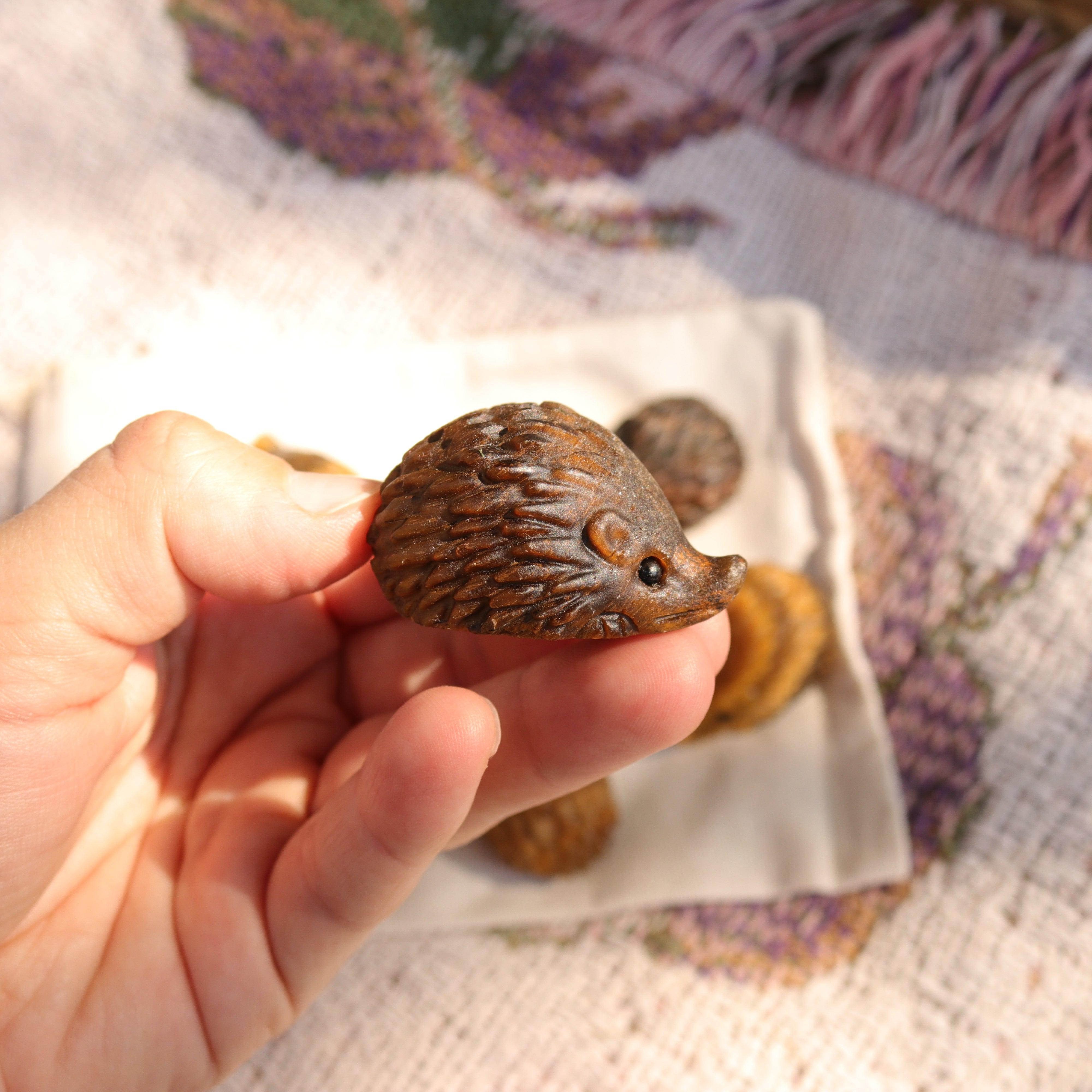 Tigers Eye Hedgehog Carving ~ Cutest Little Critter Carving - Earth Family Crystals