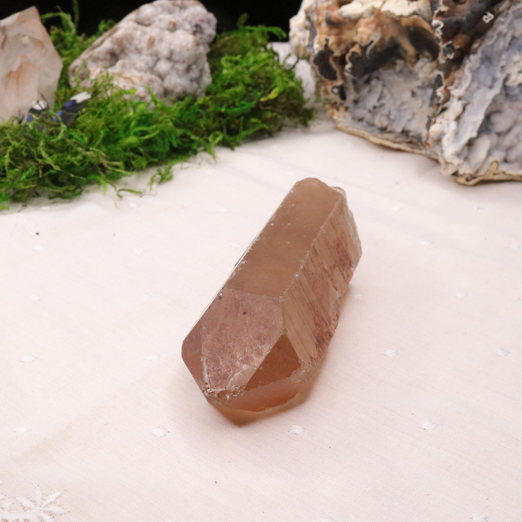 Chunky Red Hematoid and Lithium Quartz Point - Earth Family Crystals