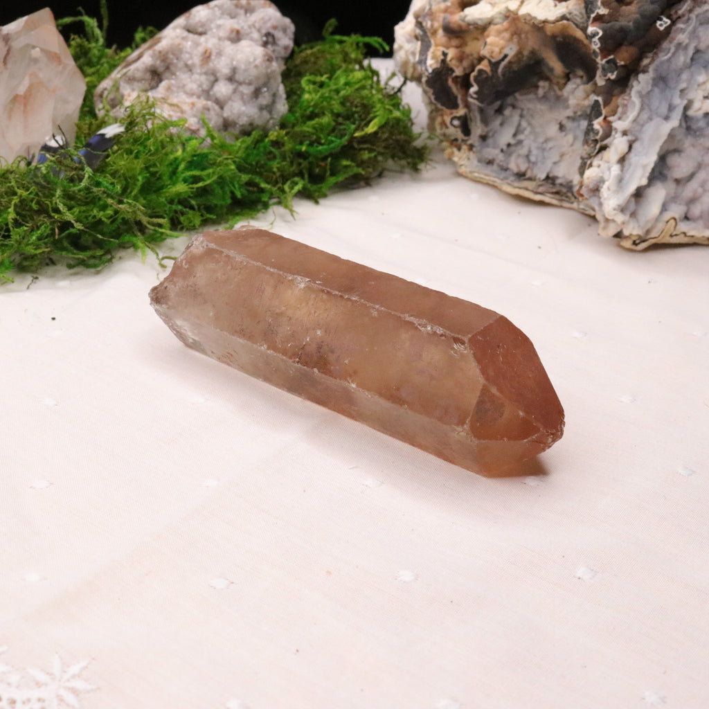 Chunky Red Hematoid and Lithium Quartz Point - Earth Family Crystals