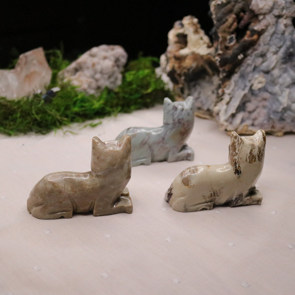 Soap Stone Cat Carving - Earth Family Crystals