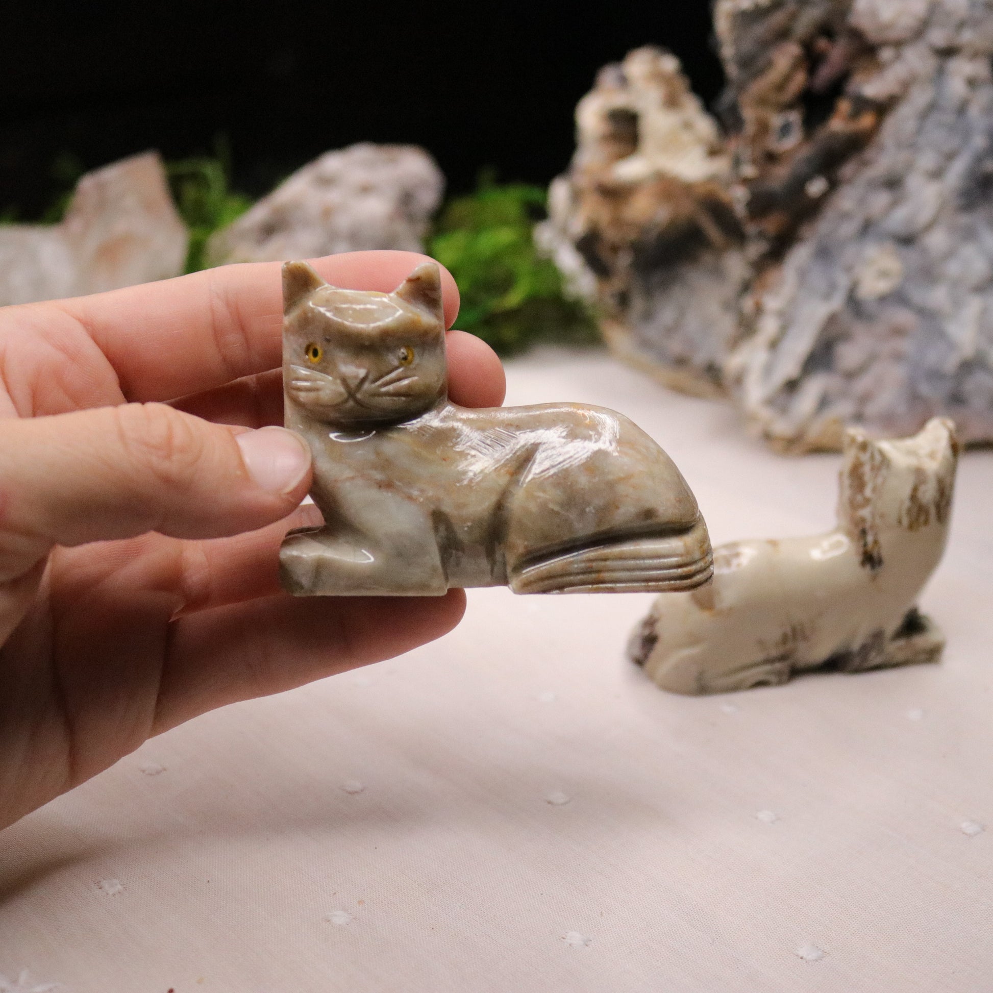 Soap Stone Cat Carving - Earth Family Crystals