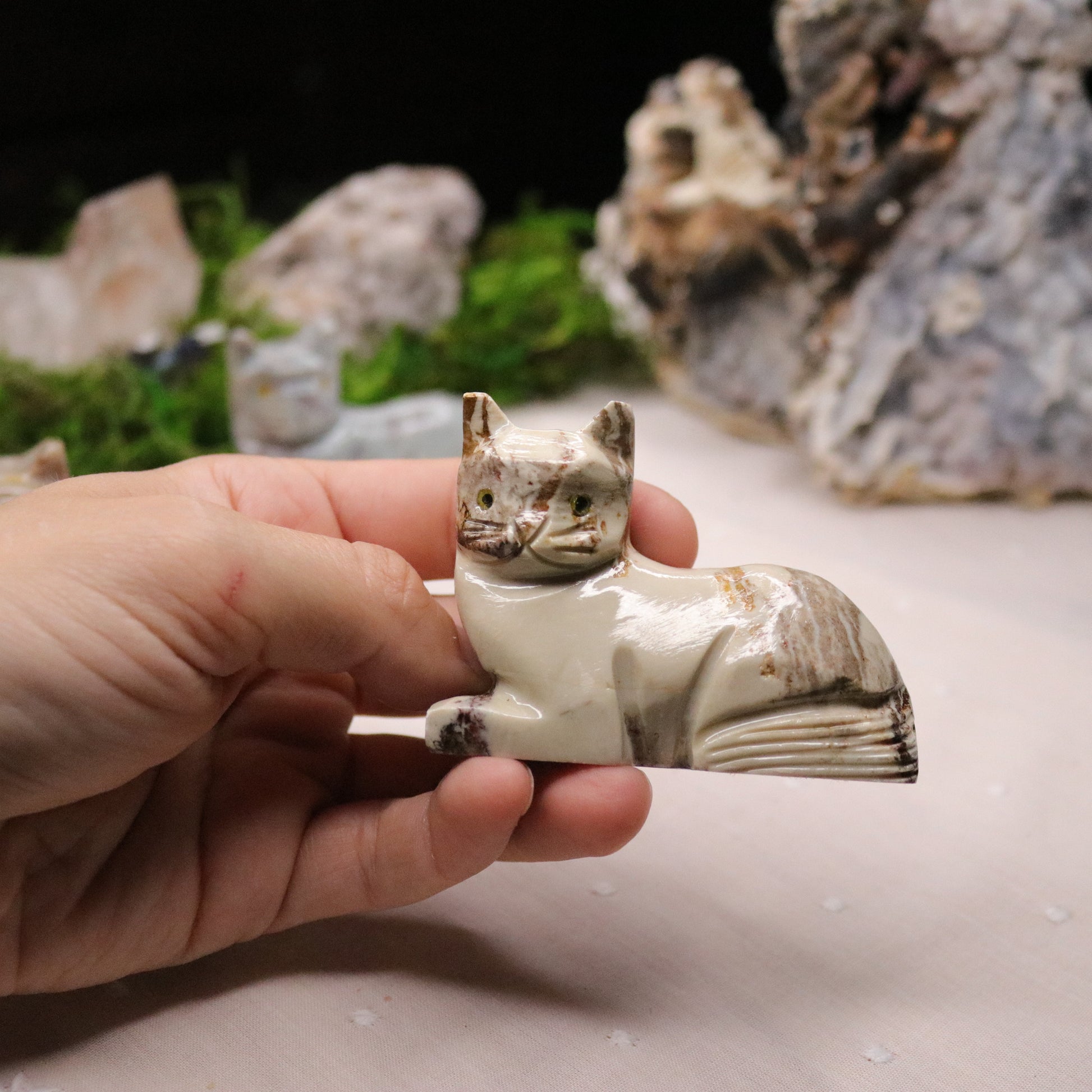 Soap Stone Cat Carving - Earth Family Crystals