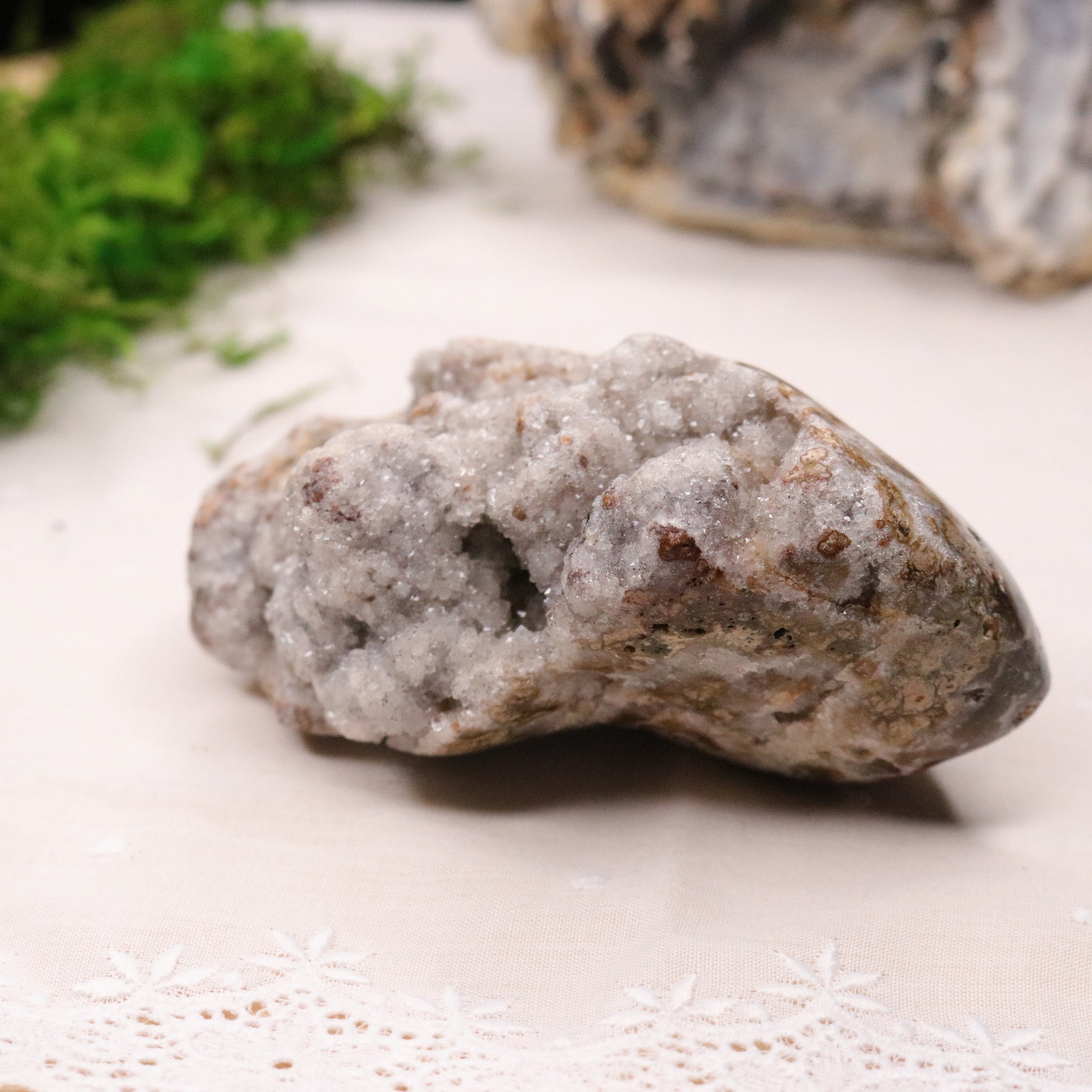 Sparkly Druzy Agate Partially Polished Freeform from Brazil - Earth Family Crystals