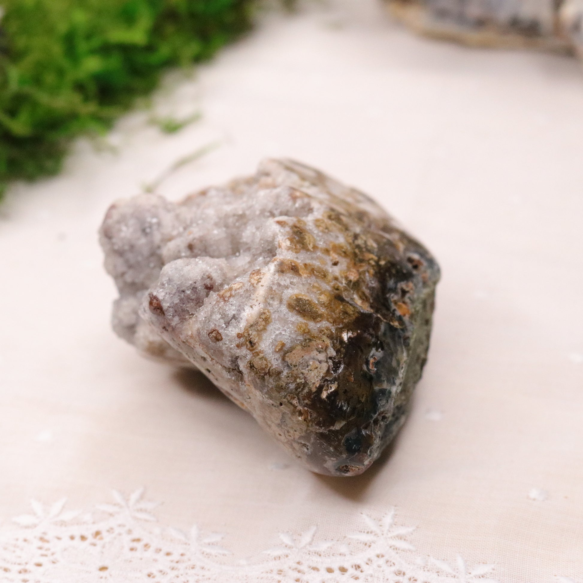 Sparkly Druzy Agate Partially Polished Freeform from Brazil - Earth Family Crystals