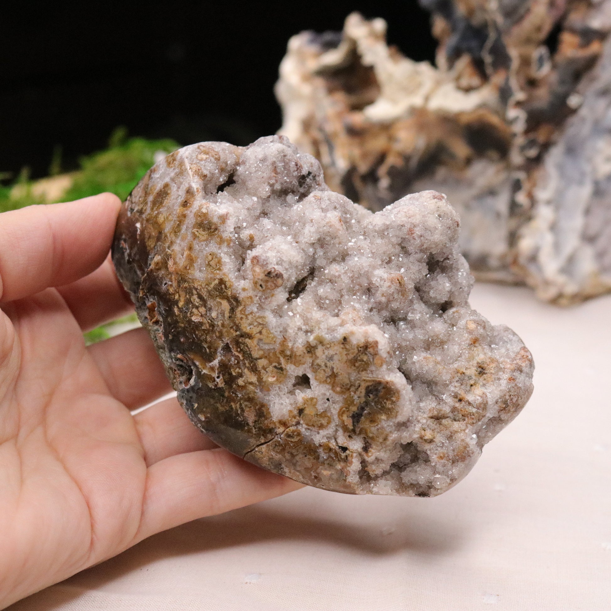Sparkly Druzy Agate Partially Polished Freeform from Brazil - Earth Family Crystals