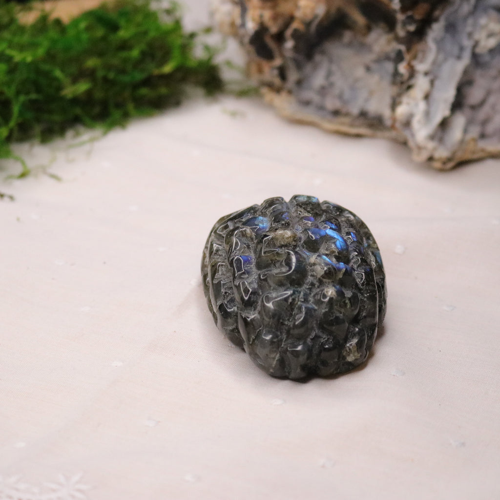 Flashy Labradorite Brain Carving ~ Very Unique for Meditation and Third Eye Activations - Earth Family Crystals