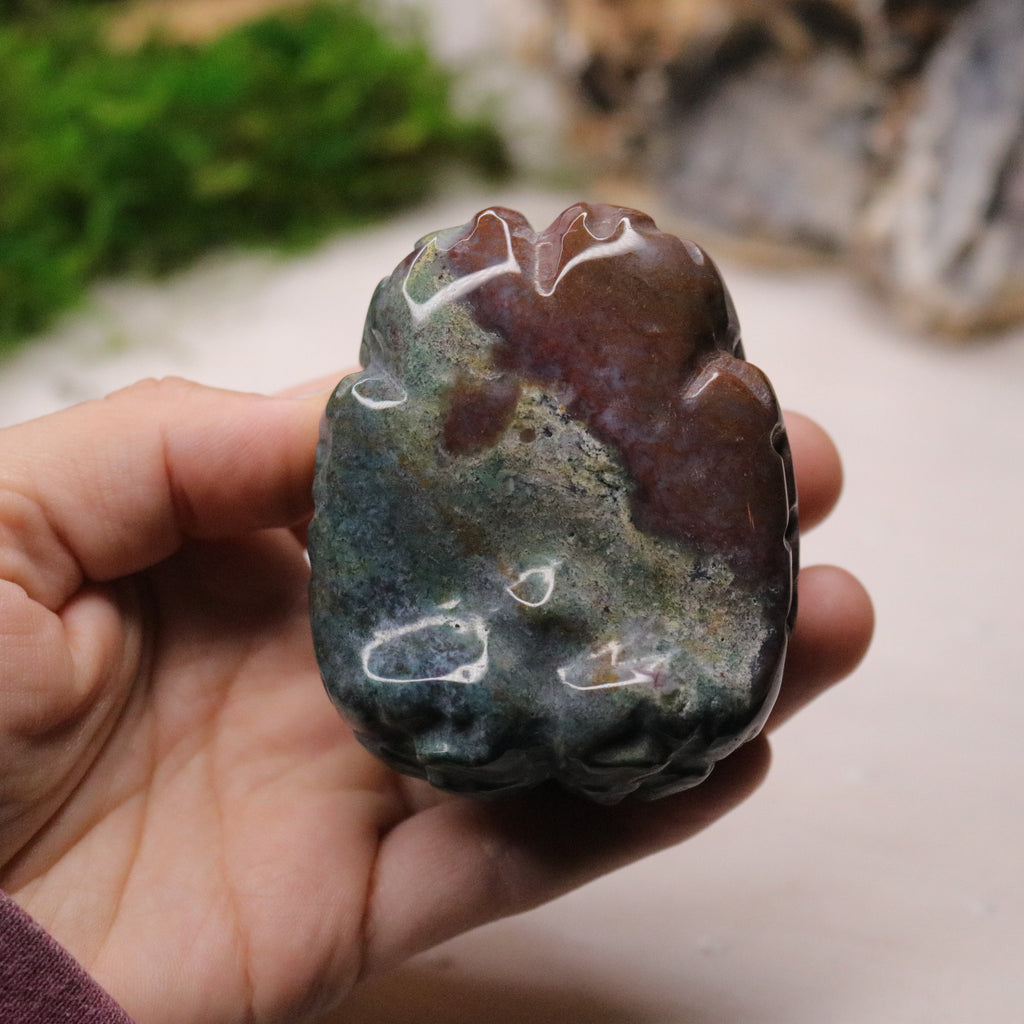 Ocean Jasper Brain Carving - Earth Family Crystals