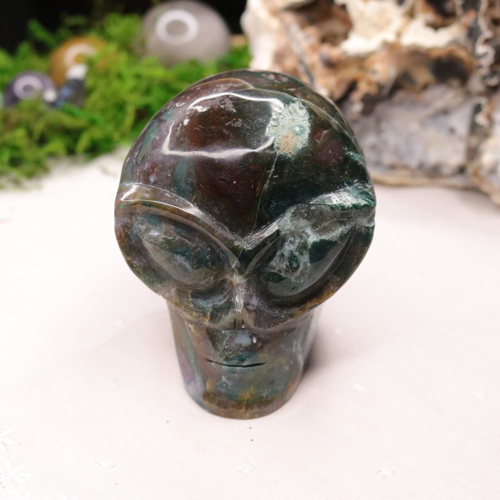 High Vibin' Ocean Jasper ~ Joyful Extraterrestrial ~ Alien Head from Madagascar - Earth Family Crystals