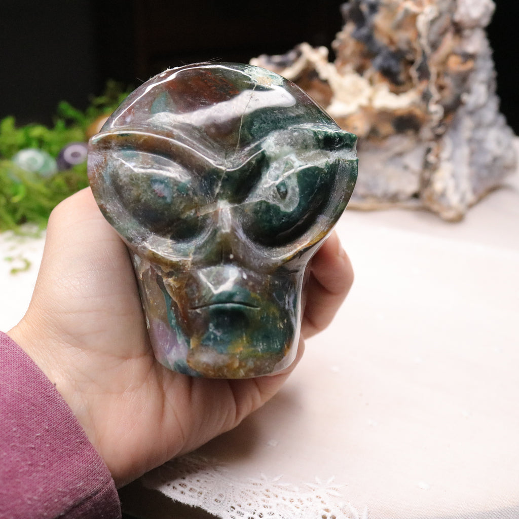 High Vibin' Ocean Jasper ~ Joyful Extraterrestrial ~ Alien Head from Madagascar - Earth Family Crystals