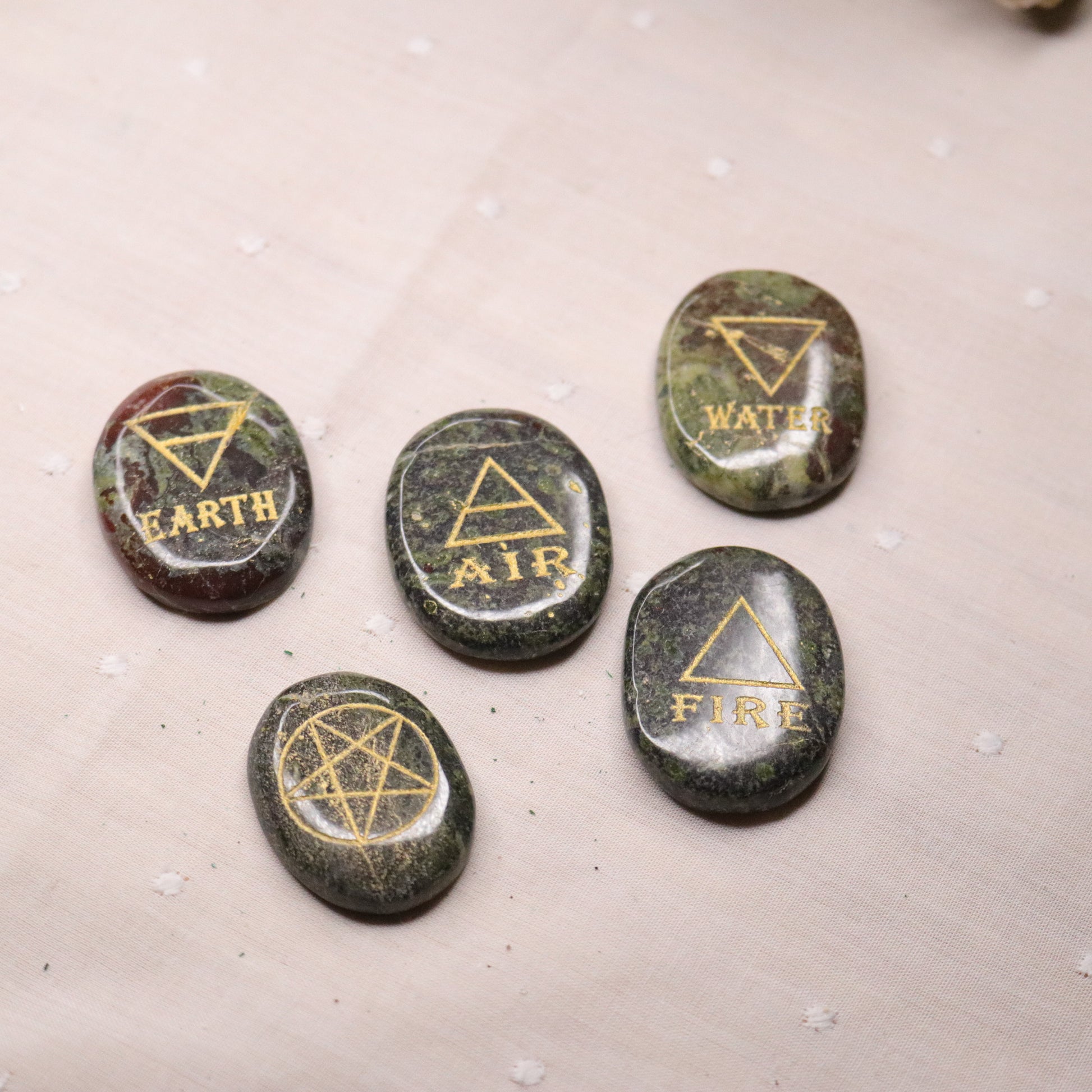 Dragon's Blood Element Stone Set ~ Earth, Air, Fire, Water, Ether - Earth Family Crystals