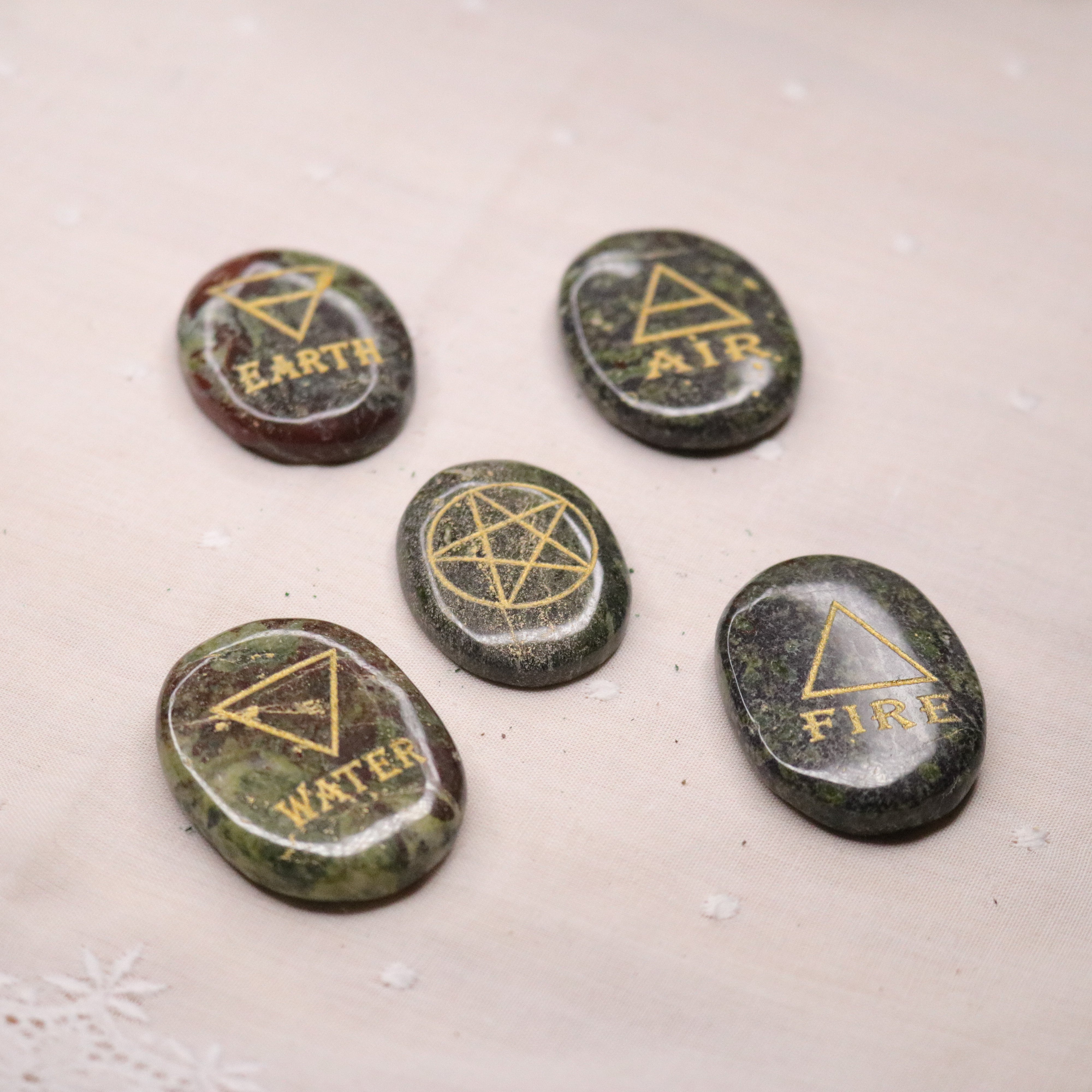 Dragon's Blood Element Stone Set ~ Earth, Air, Fire, Water, Ether - Earth Family Crystals