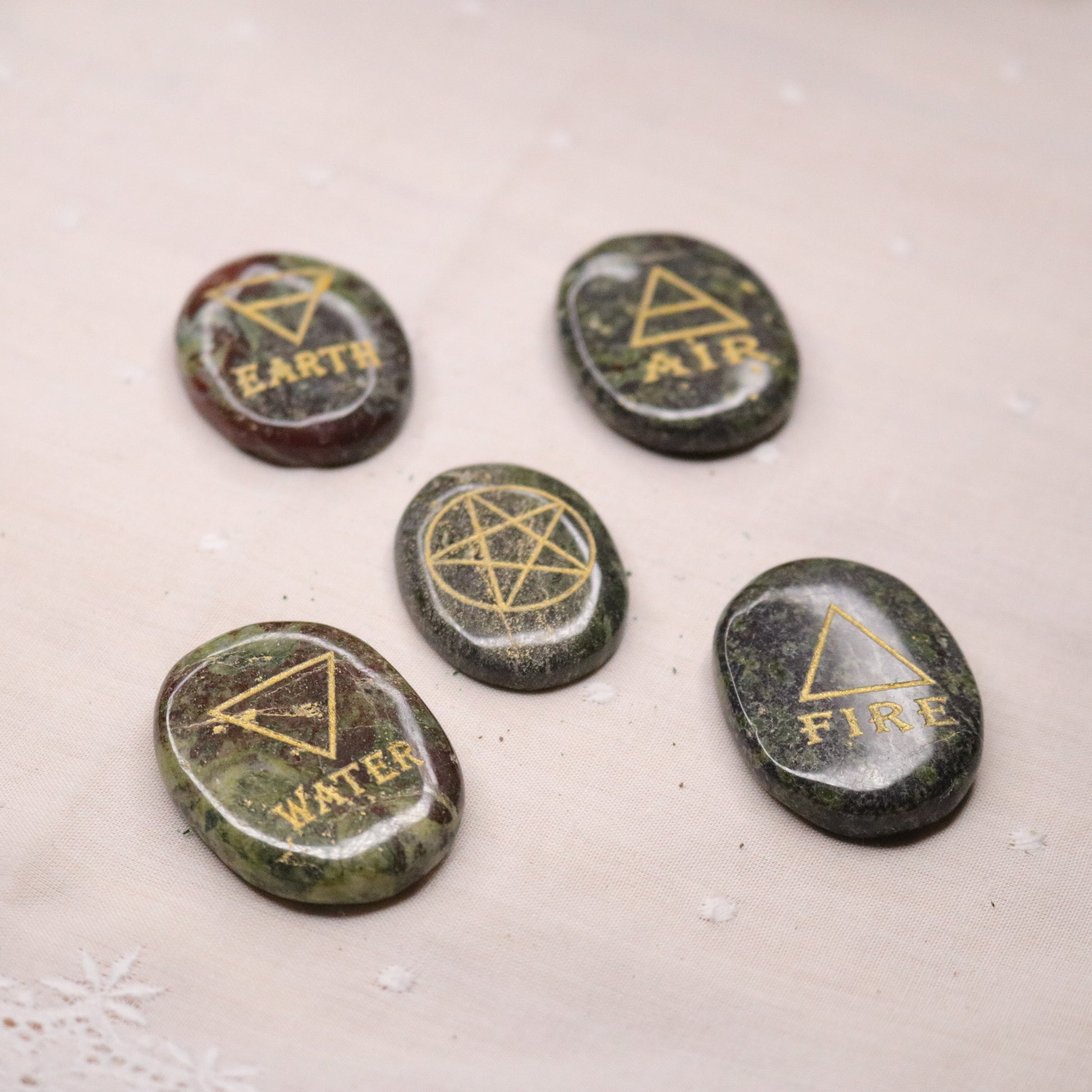 Dragon's Blood Element Stone Set ~ Earth, Air, Fire, Water, Ether - Earth Family Crystals