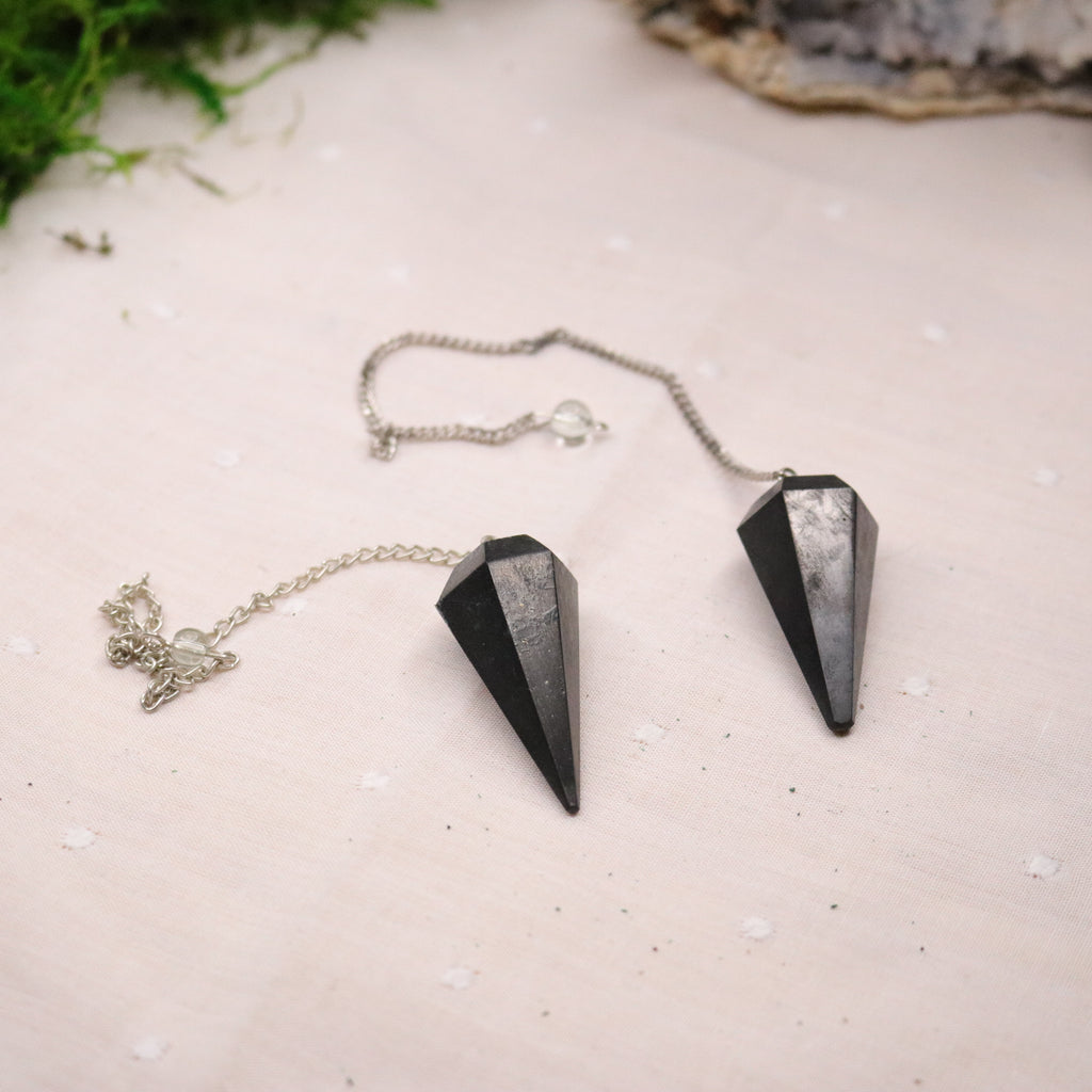 Shungite Tapered Pendulum ~ Divination Tool - Earth Family Crystals