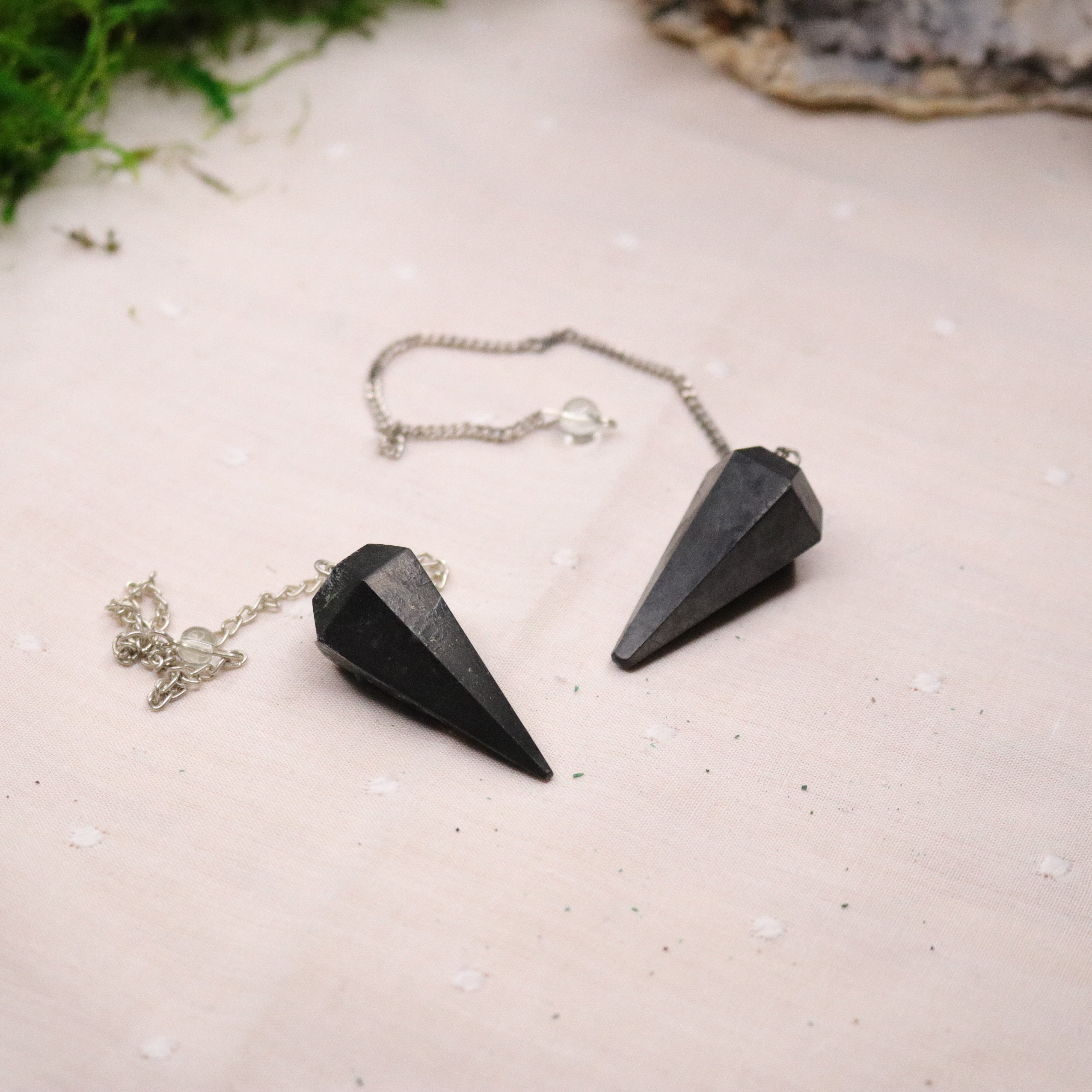 Shungite Tapered Pendulum ~ Divination Tool - Earth Family Crystals