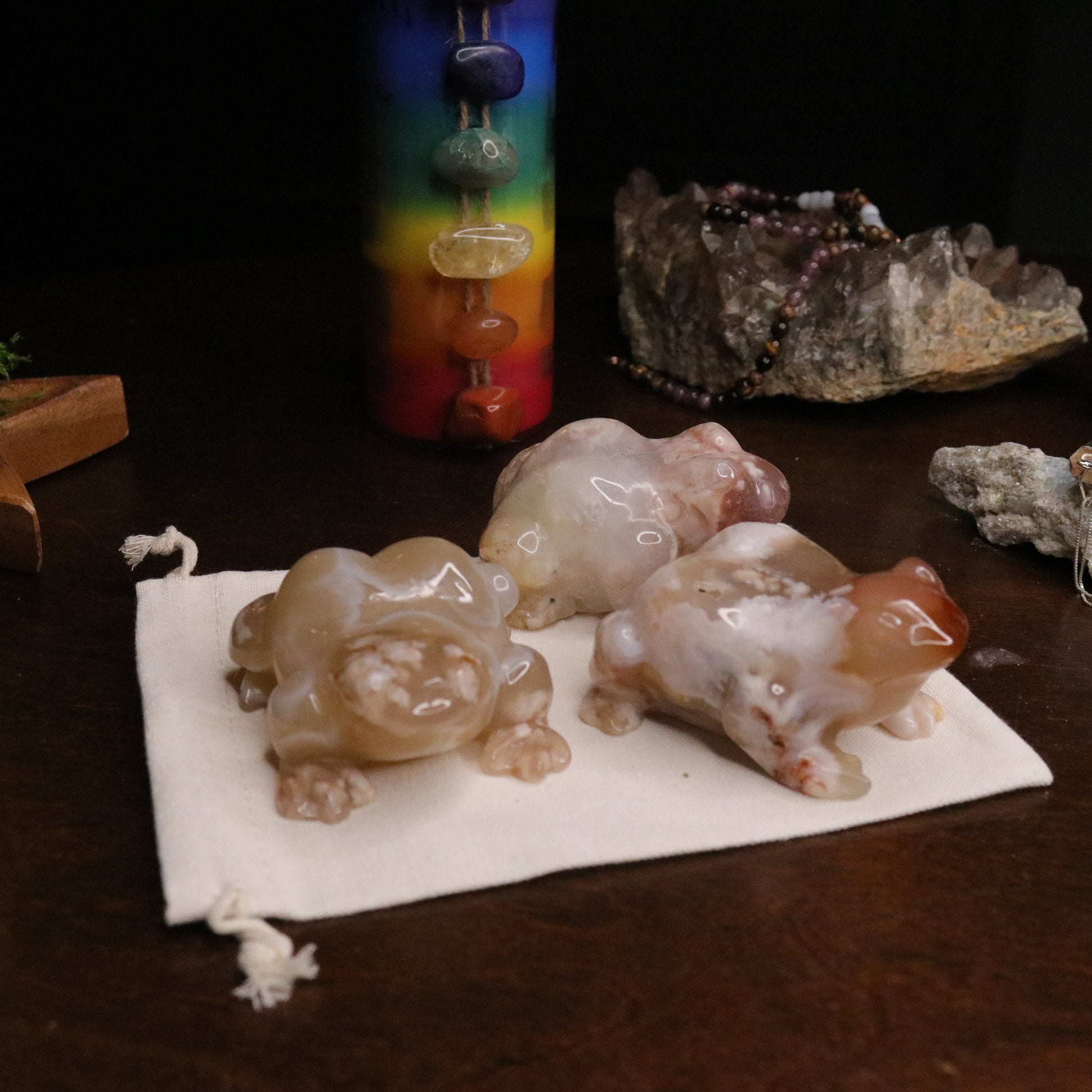 Flower Agate Frog Carvings ~ Gentle and Uplifting Energy - Earth Family Crystals