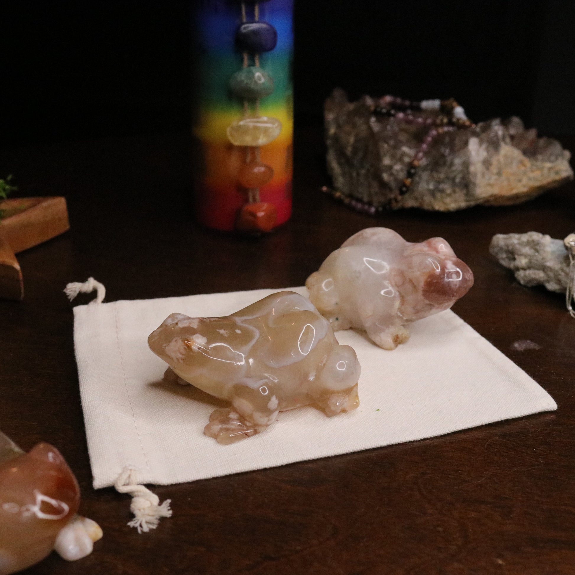 Flower Agate Frog Carvings ~ Gentle and Uplifting Energy - Earth Family Crystals