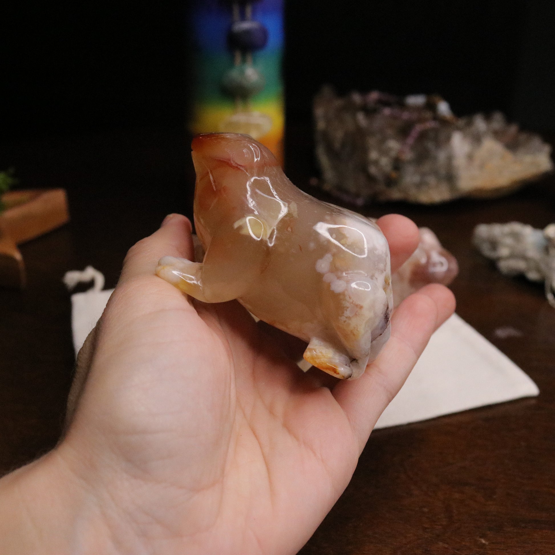 Flower Agate Frog Carvings ~ Gentle and Uplifting Energy - Earth Family Crystals