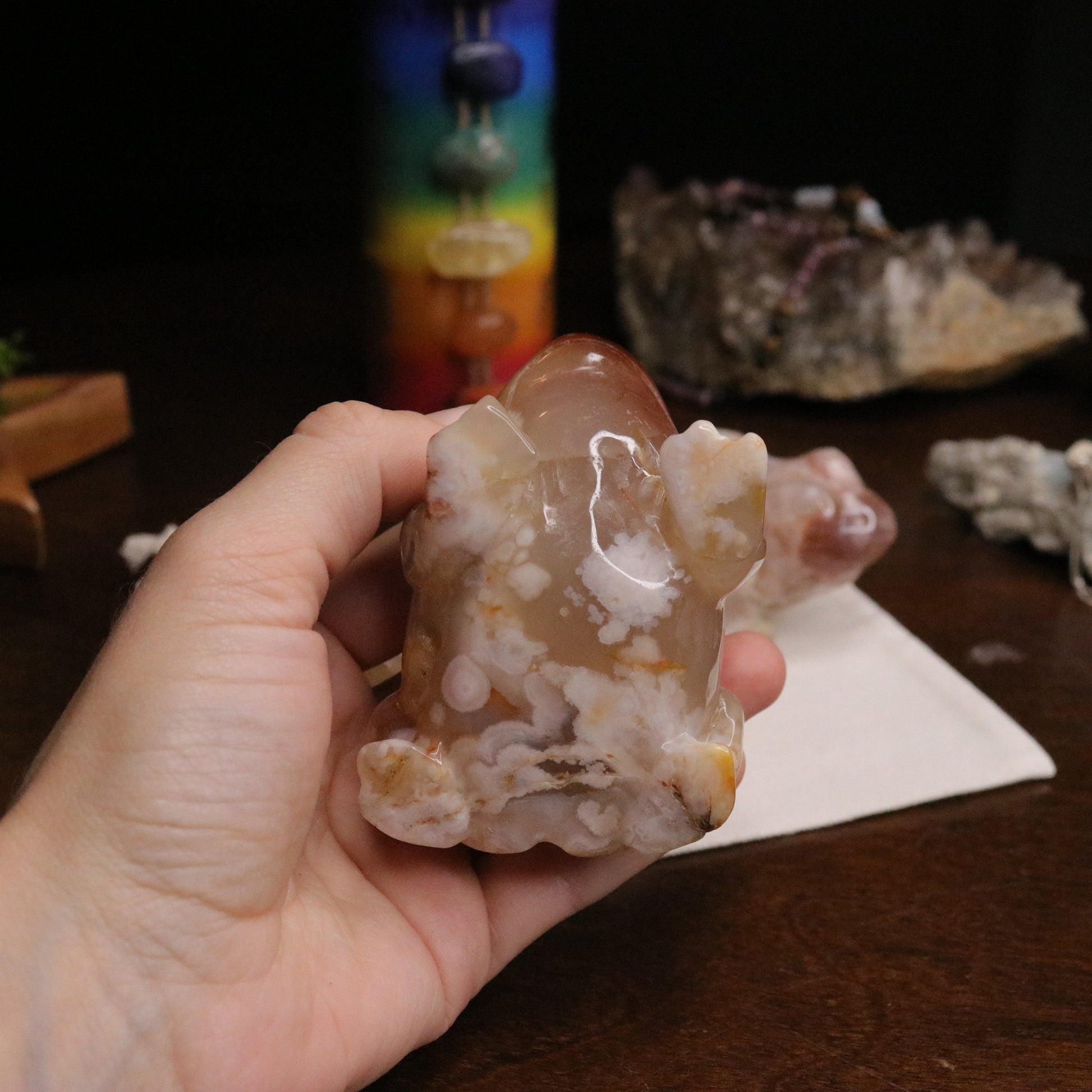 Flower Agate Frog Carvings ~ Gentle and Uplifting Energy - Earth Family Crystals