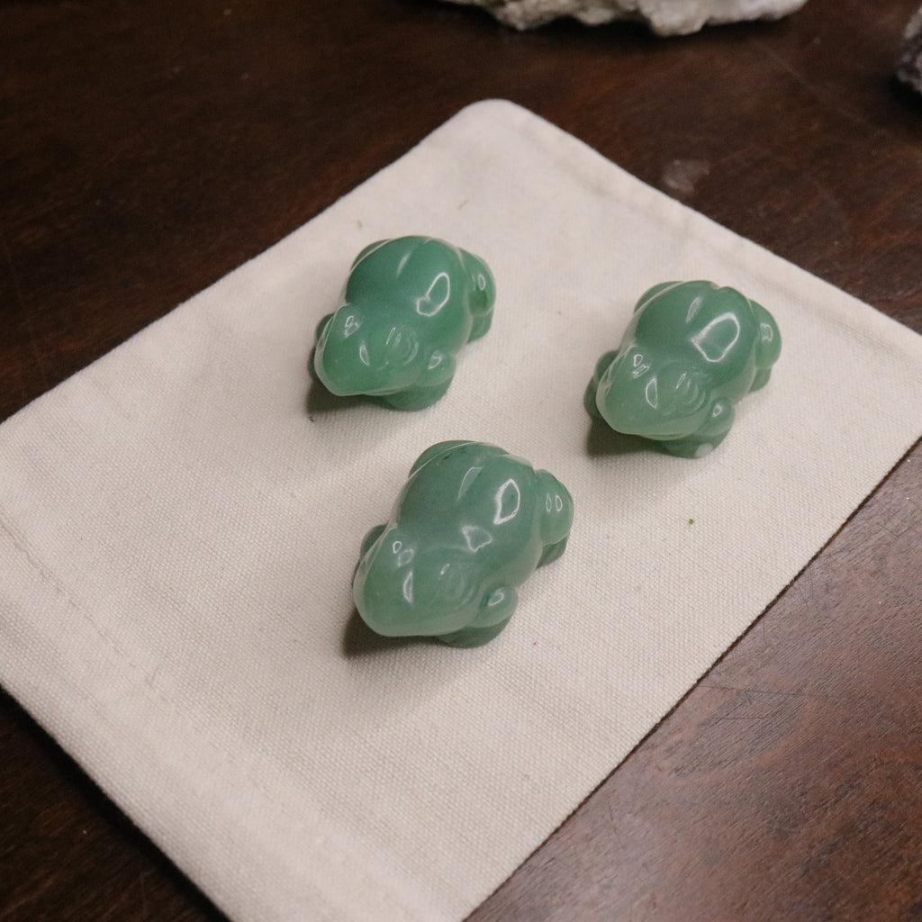 Green Aventurine Frog Carvings for Abundance, Luck and Prosperity - Earth Family Crystals