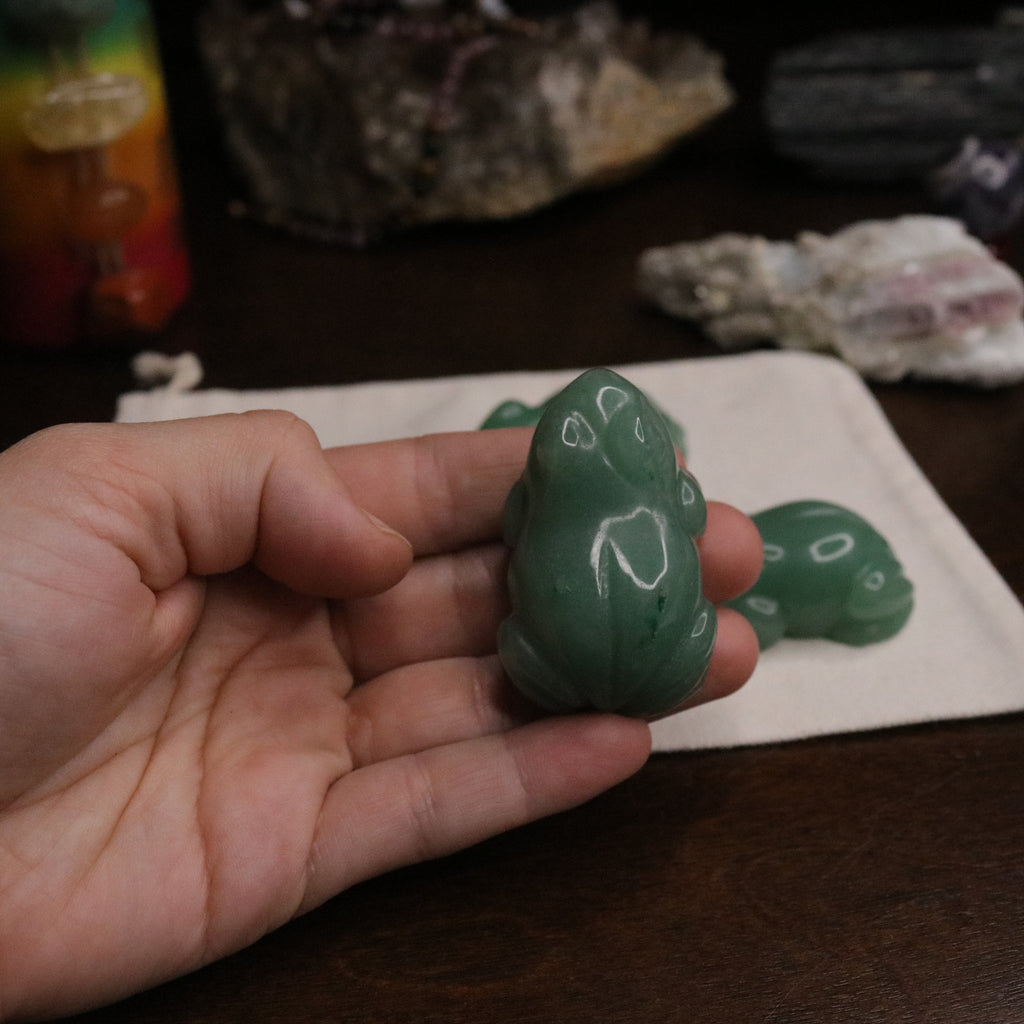 Green Aventurine Frog Carvings for Abundance, Luck and Prosperity - Earth Family Crystals