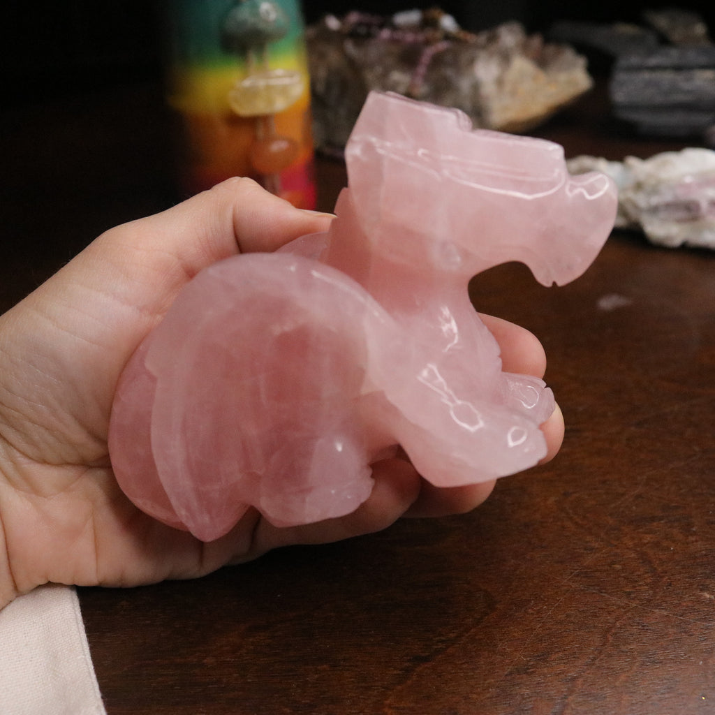 Rose Quartz Dragon Carving - Earth Family Crystals